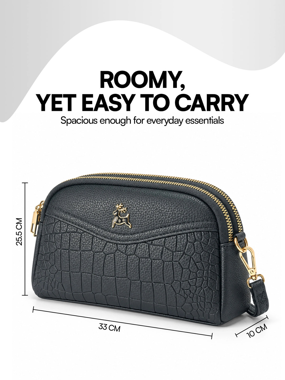 Premium Textured Crossbody Sling Bag – Black