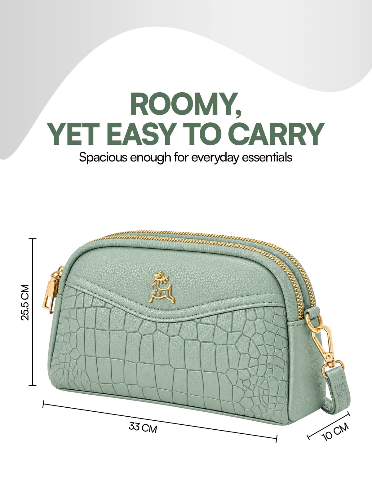 Premium Textured Crossbody Sling Bag – Mint Green