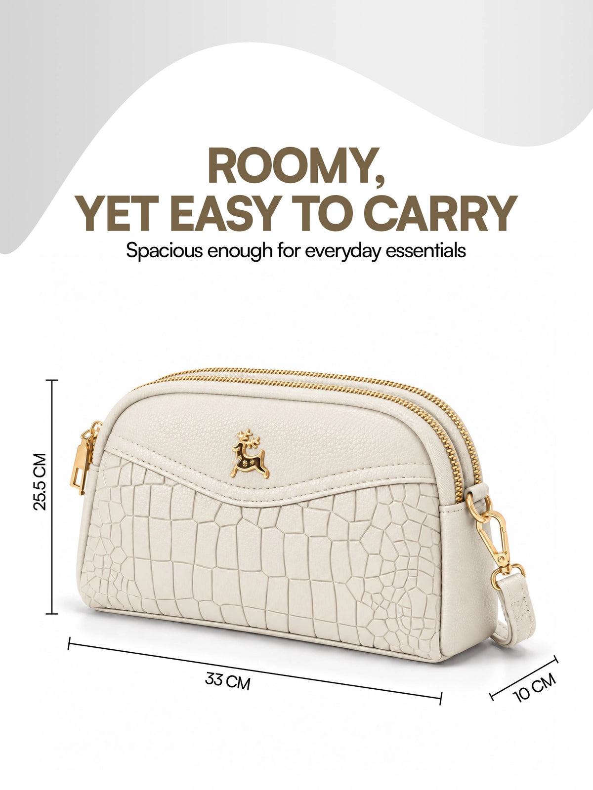 Premium Textured Crossbody Sling Bag – Off White