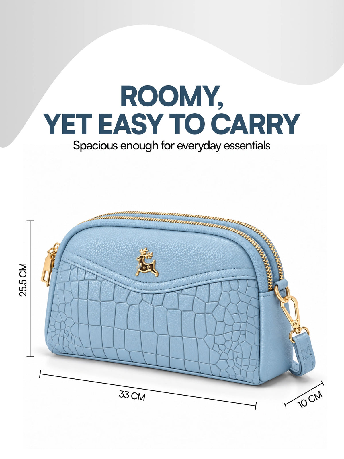 Premium Textured Crossbody Sling Bag – Sky Blue