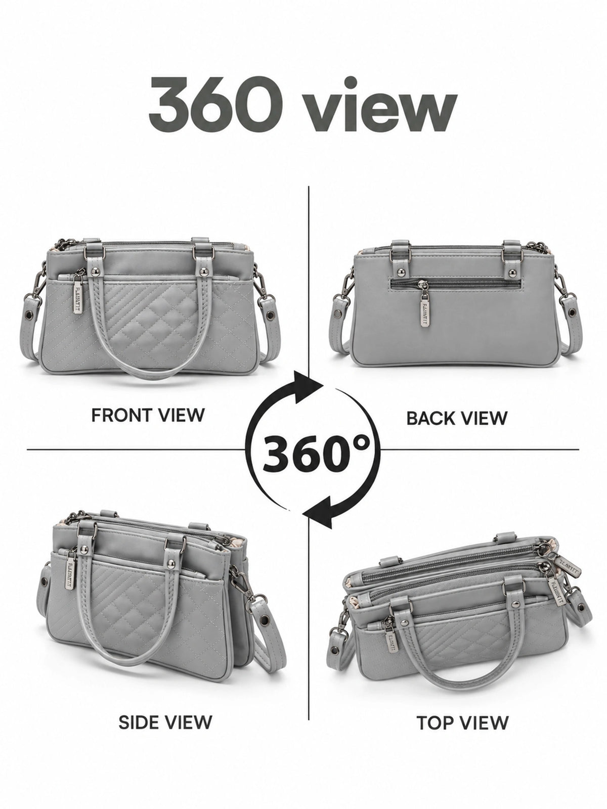 Quilted Sling Bag with Adjustable Strap - Grey Shade