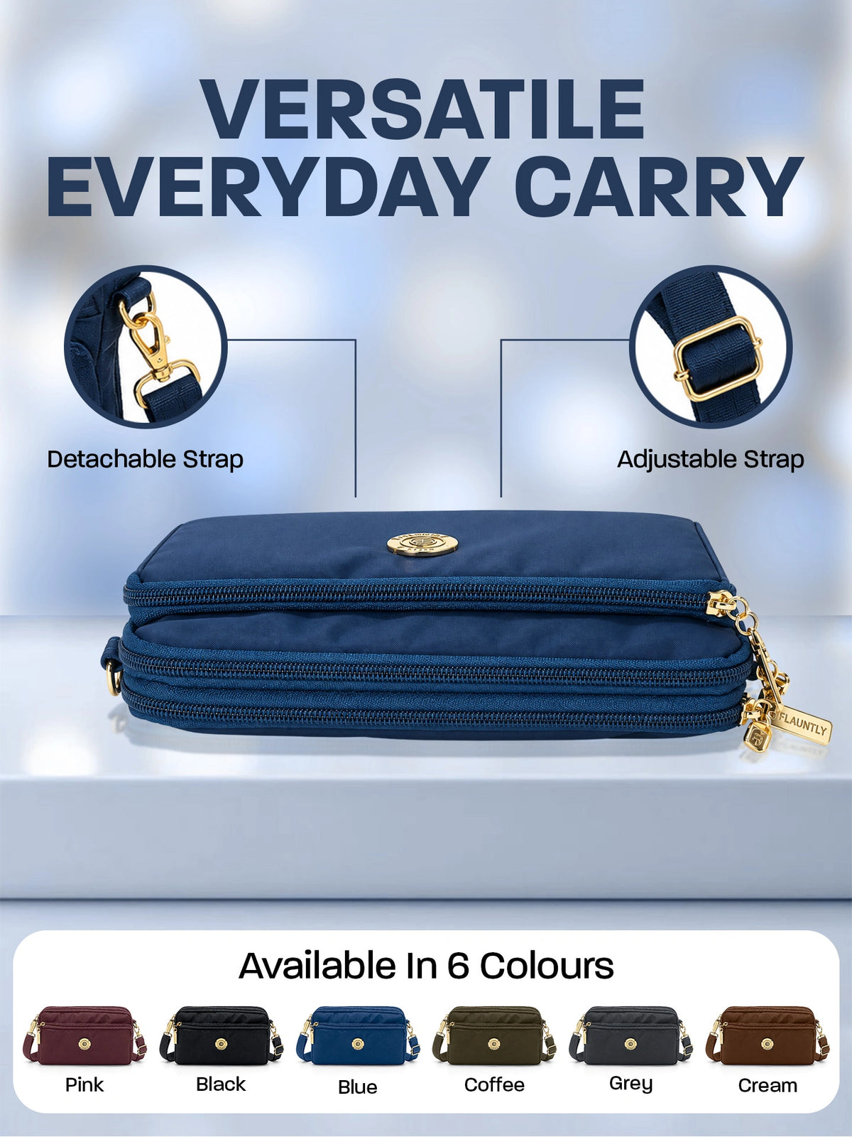 Stylish Fluänt Women’s Sling Bag – Blue Crossbody Bag
