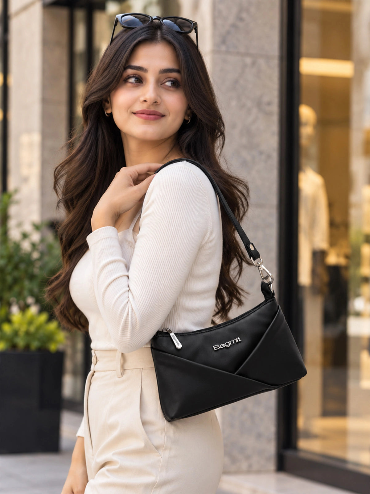 Women’s PU Leather Crossbody Shoulder Bag - Black