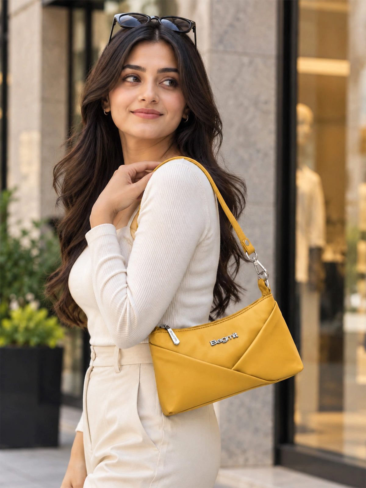 Women’s PU Leather Crossbody Shoulder Bag - Mustard