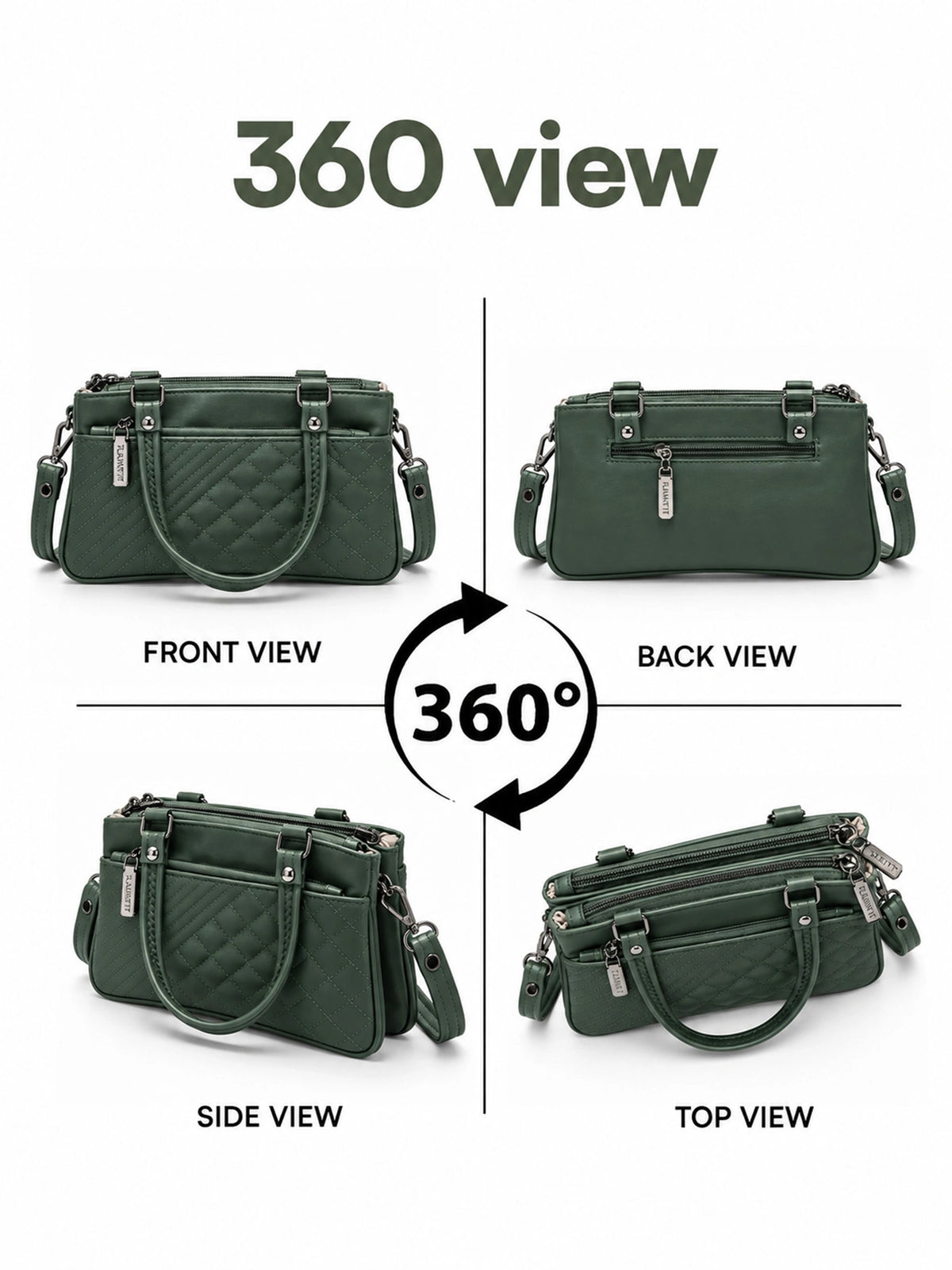 Quilted Sling Bag with Adjustable Strap - Dark Green Shade