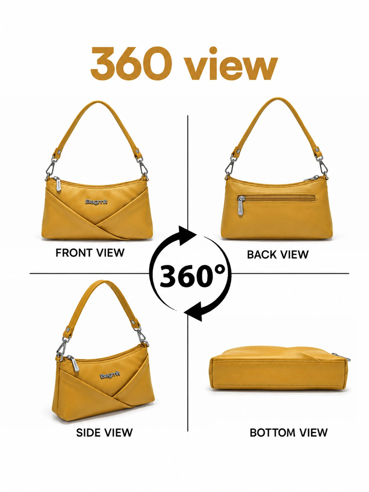 Women’s PU Leather Crossbody Shoulder Bag - Mustard