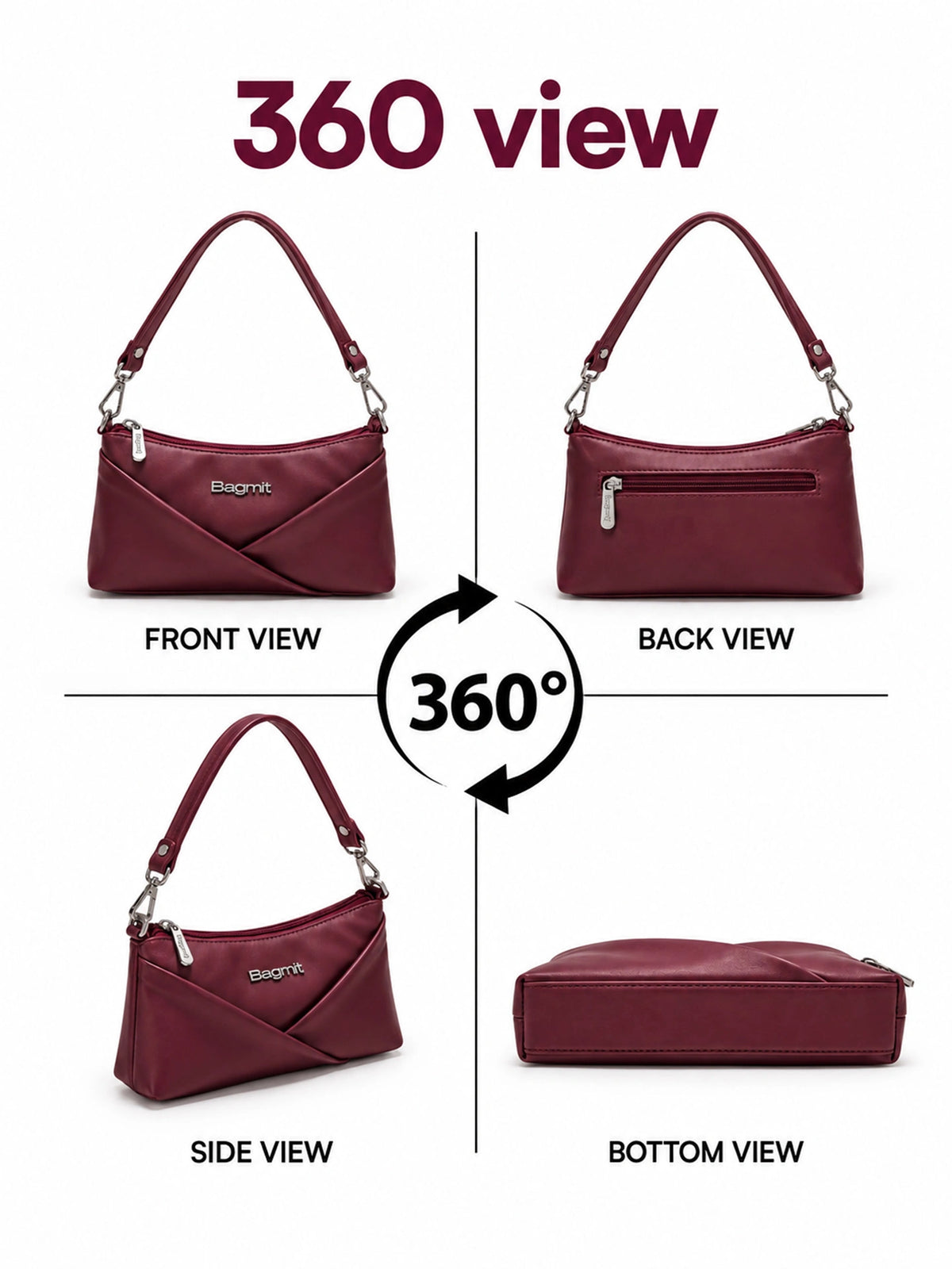 Women’s PU Leather Crossbody Shoulder Bag - Wine