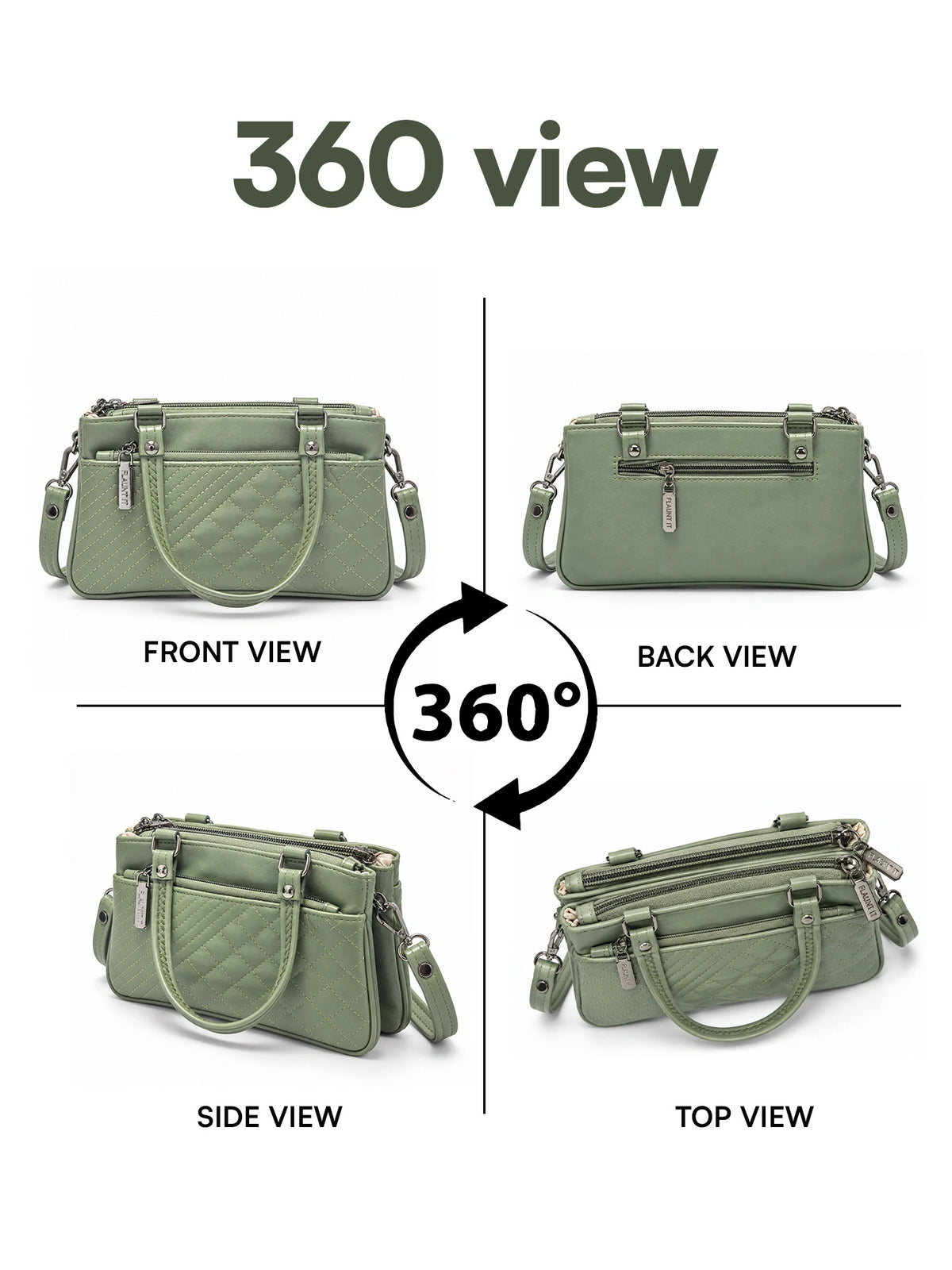 Quilted Sling Bag with Adjustable Strap - Green Shade