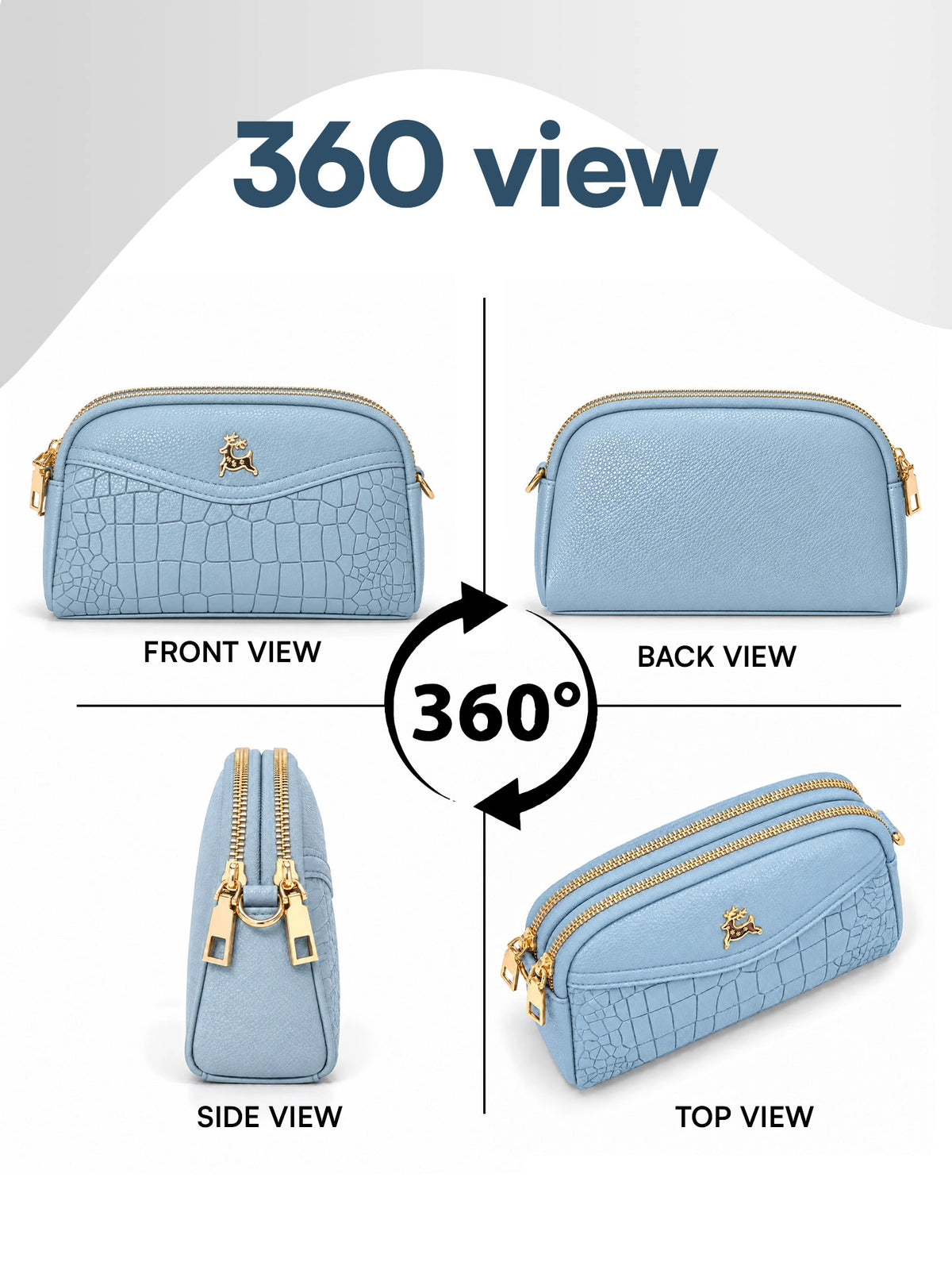 Premium Textured Crossbody Sling Bag – Sky Blue