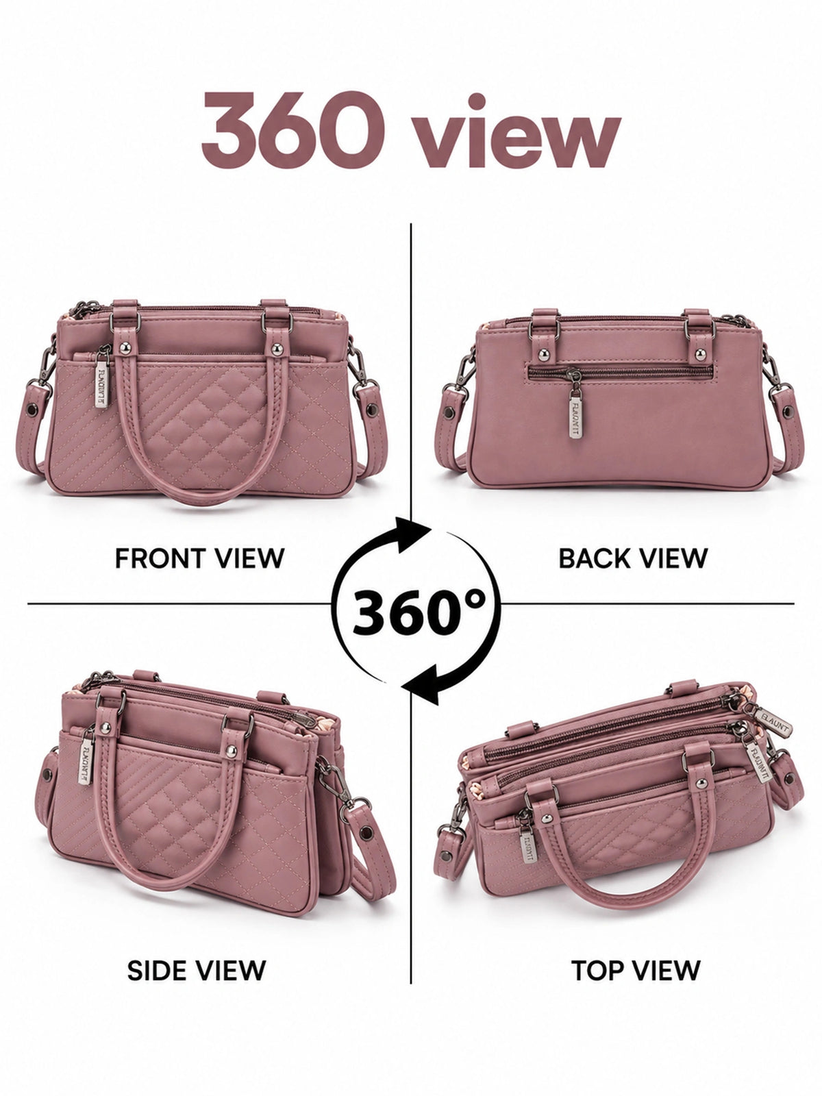 Quilted Sling Bag with Adjustable Strap - Mauve Shade