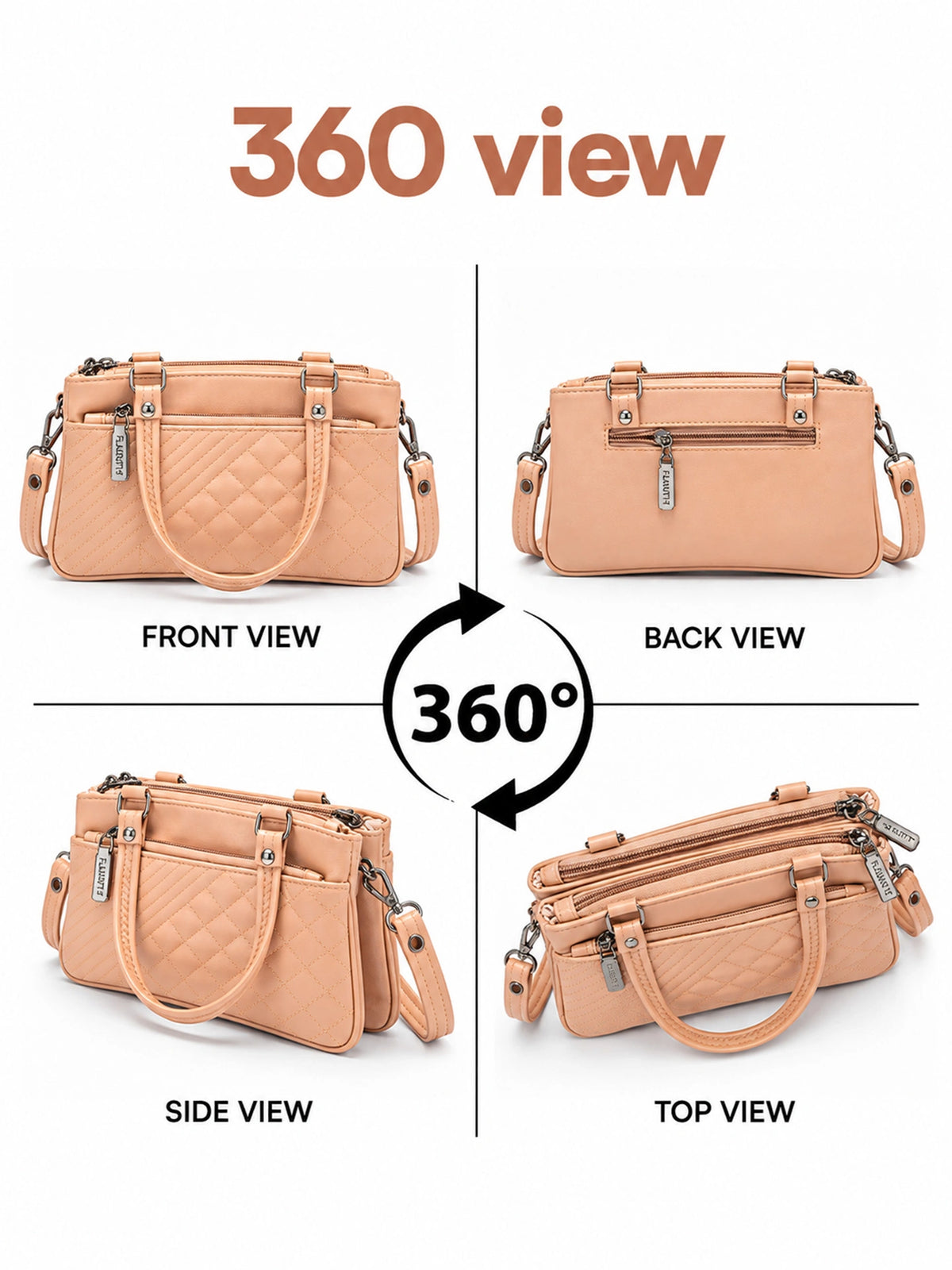 Quilted Sling Bag with Adjustable Strap - Peach Shade