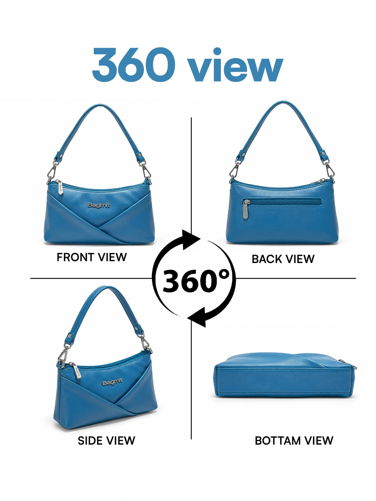 Women’s PU Leather Crossbody Shoulder Bag - Blue