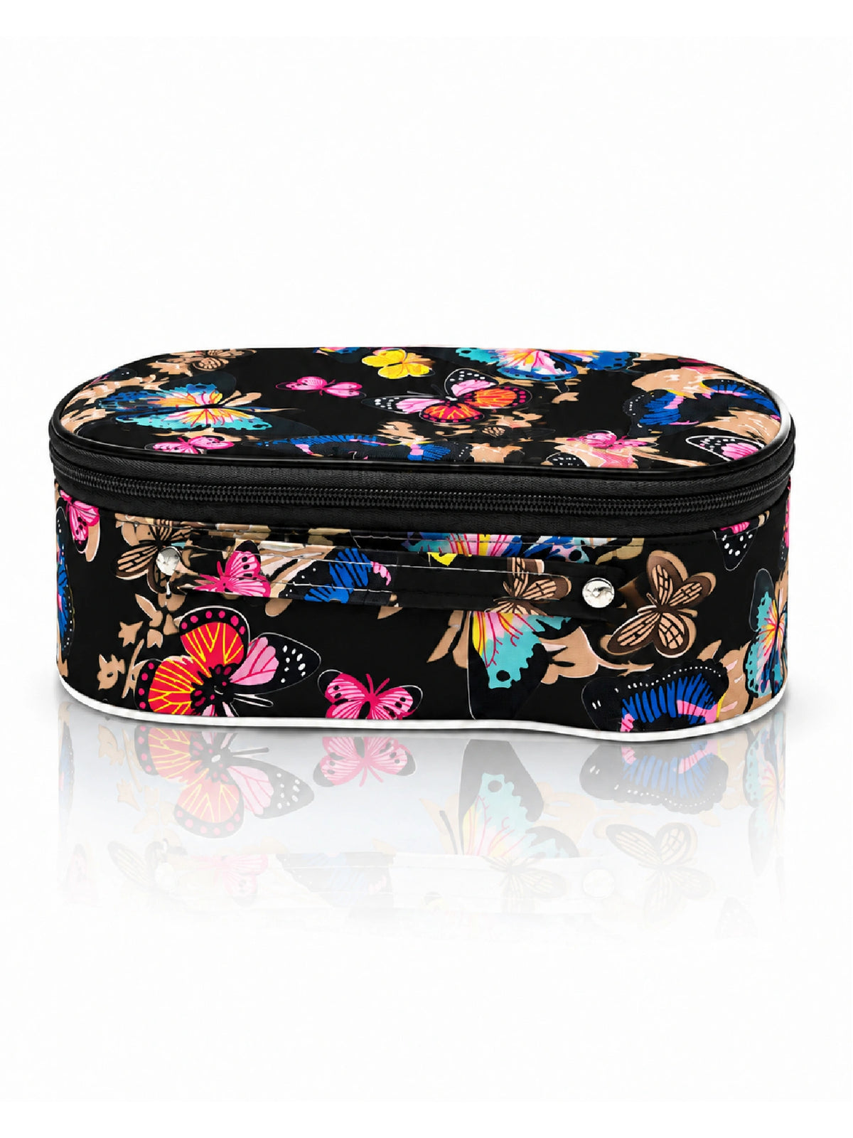 Butterfly Print Cosmetic Pouch – Black Makeup Bag