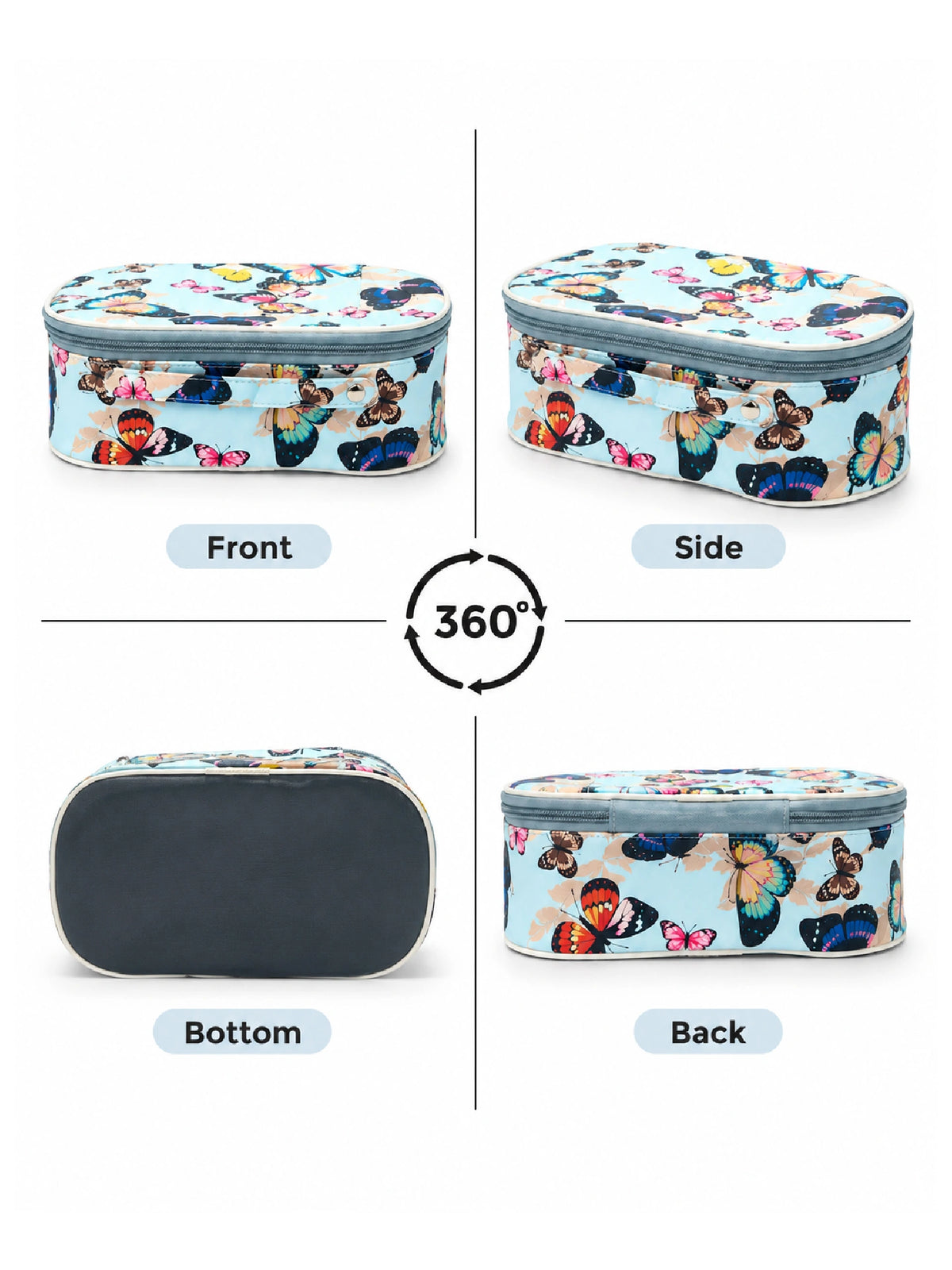 Butterfly Print Cosmetic Pouch – Blue Makeup Bag