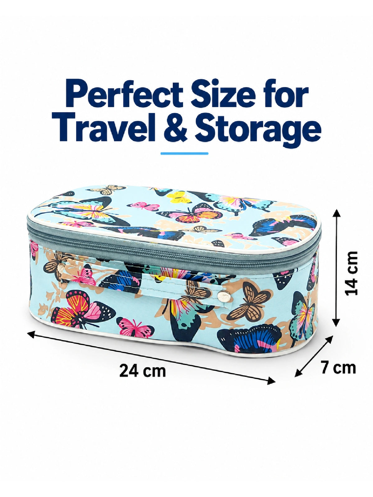 Butterfly Print Cosmetic Pouch – Blue Makeup Bag