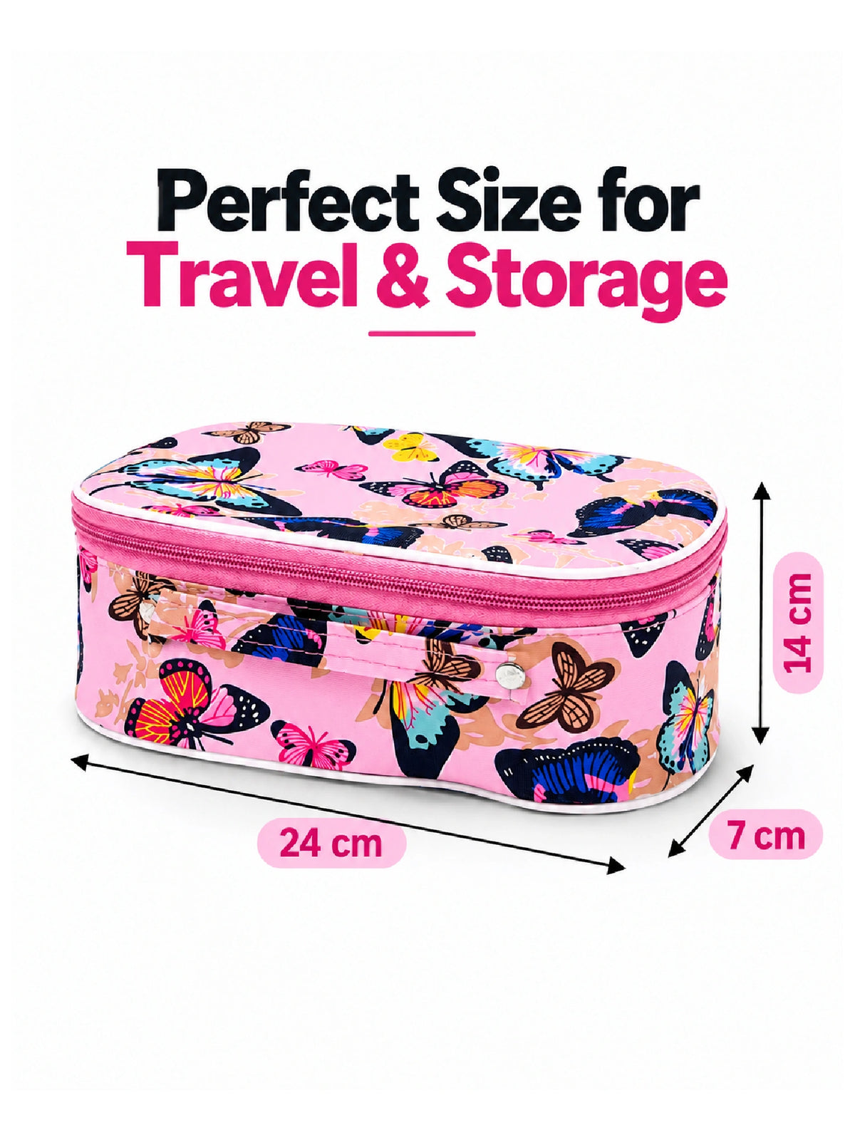 Butterfly Print Cosmetic Pouch – Pink Makeup Bag