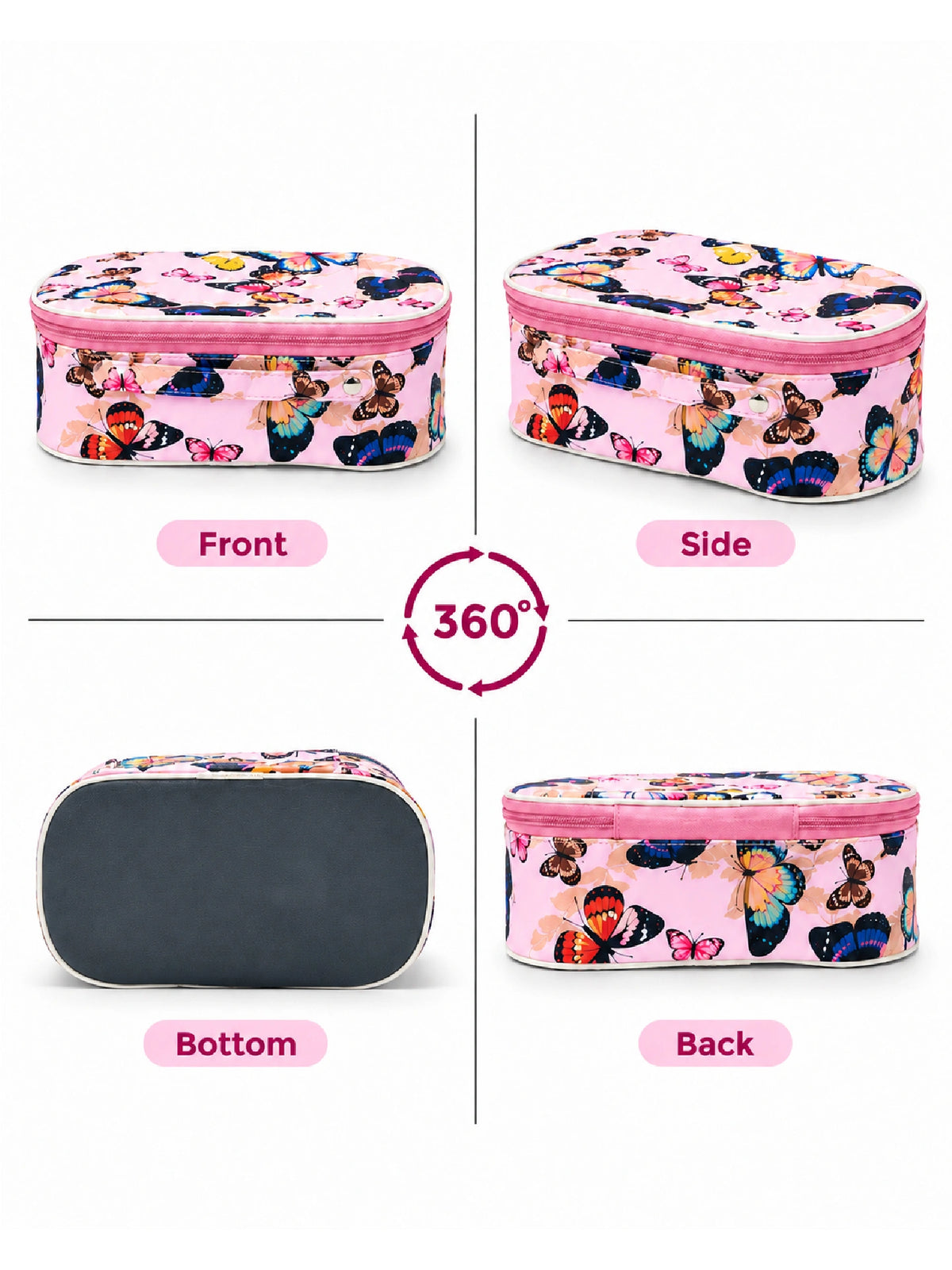 Butterfly Print Cosmetic Pouch – Pink Makeup Bag