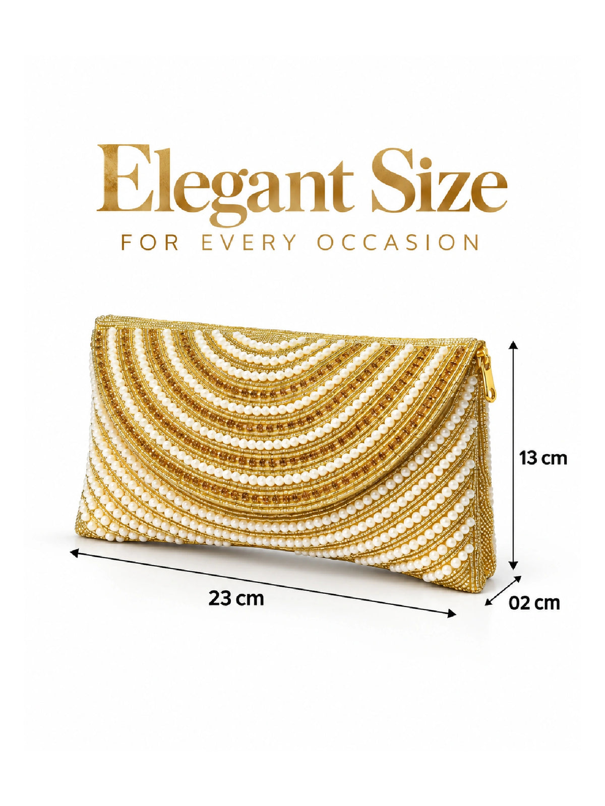 Beaded Gold & White Pearl Clutch Bag - Ethnic Handbag