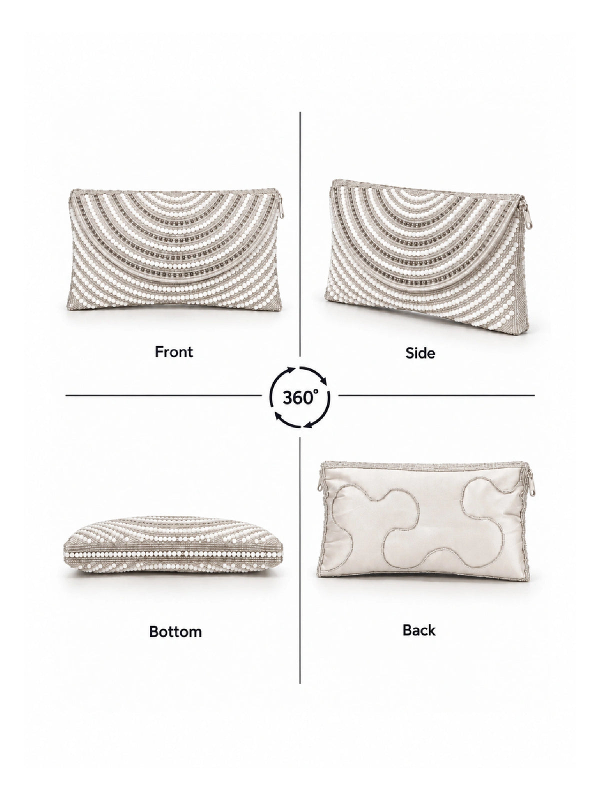 Beaded White Pearl Clutch Bag - Ethnic Handbag