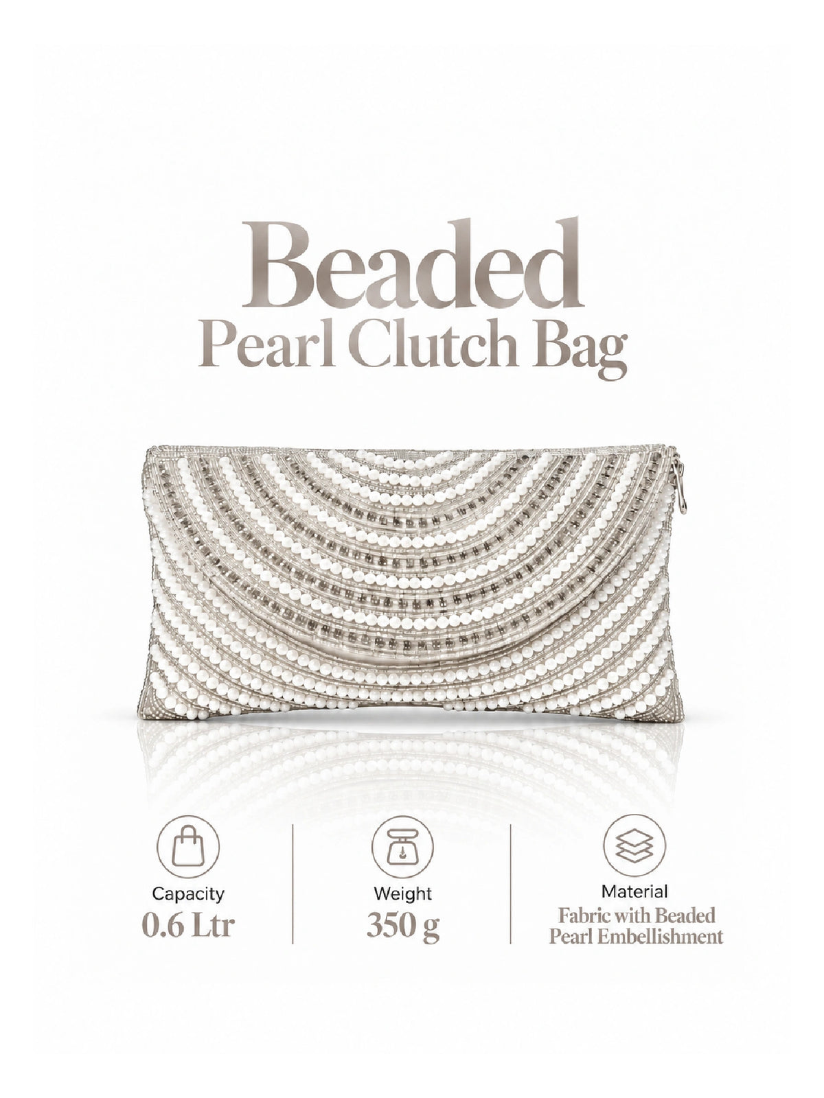 Beaded White Pearl Clutch Bag - Ethnic Handbag