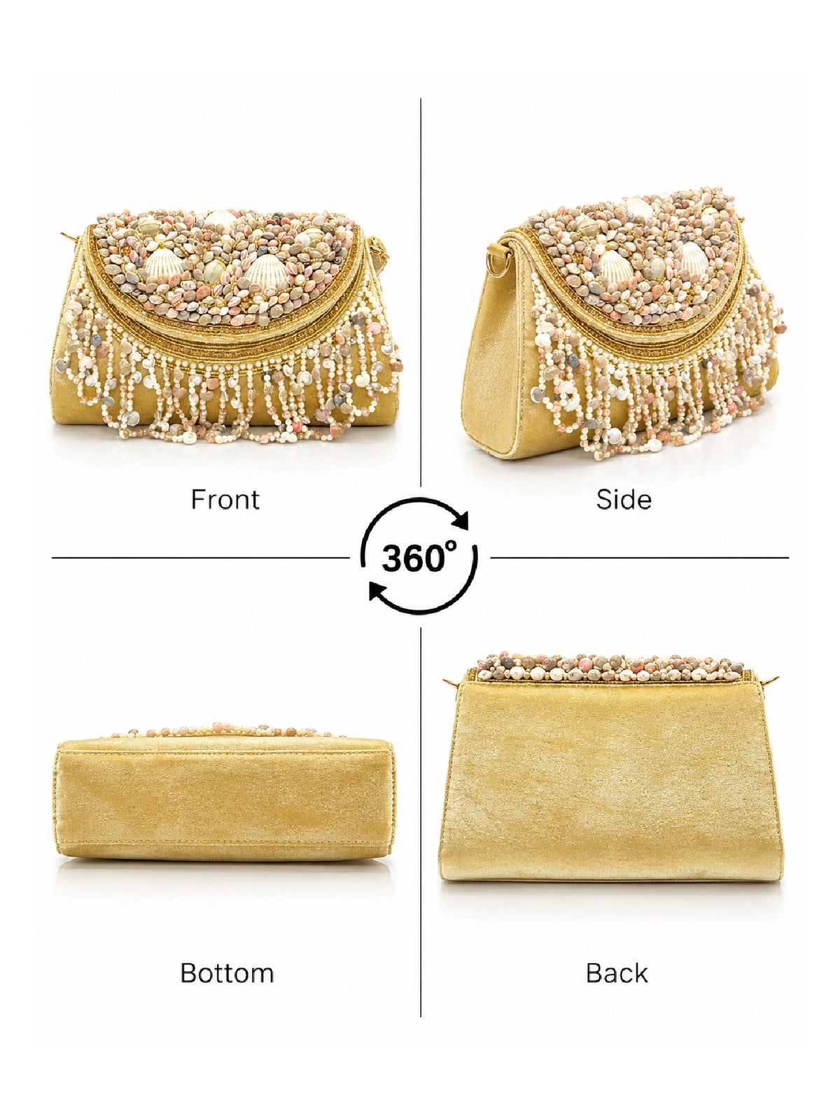 Seashell & Pearl Embellished Clutch Bag – Ethnic Sling
