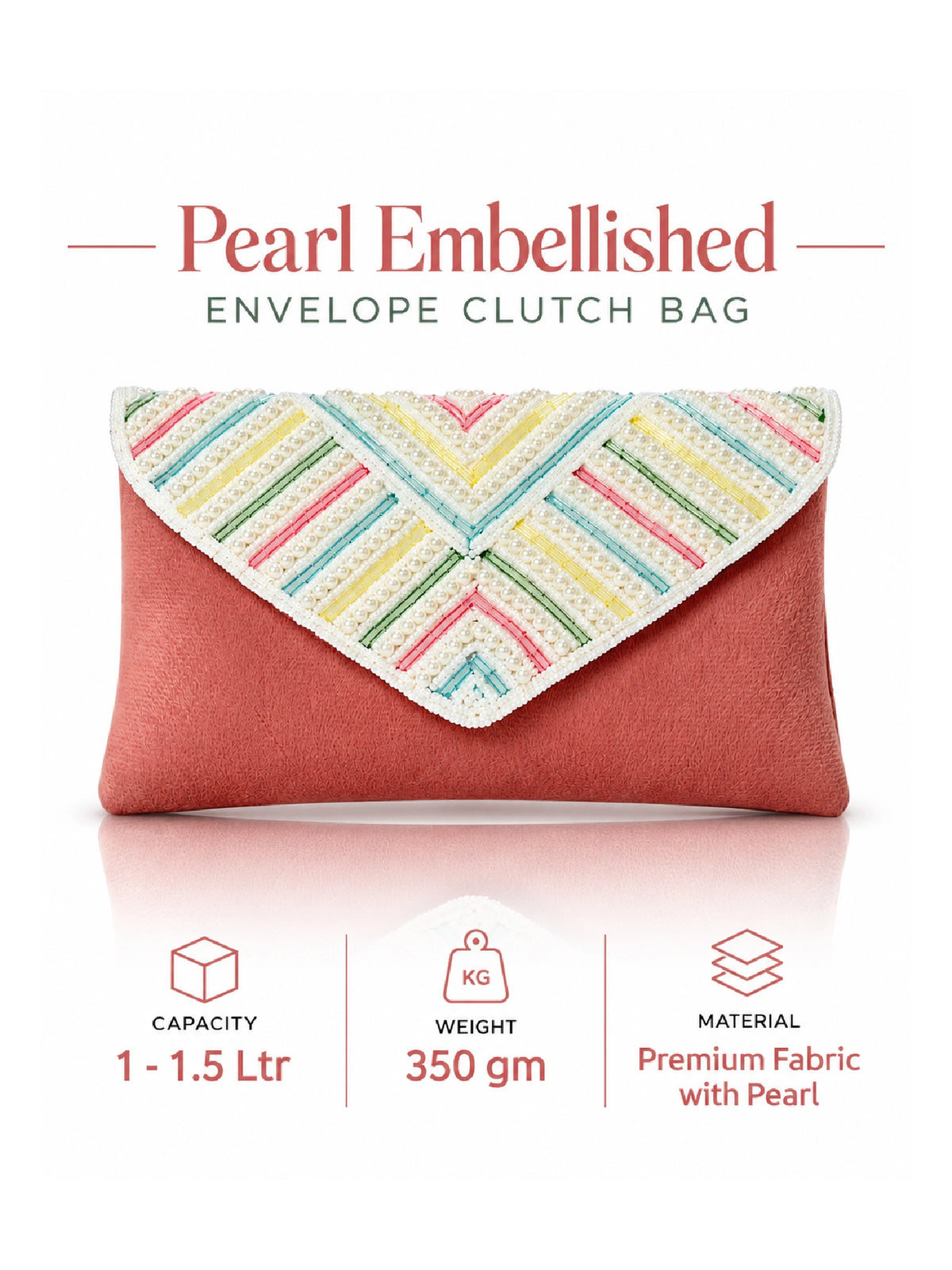 Pearl Embellished Envelope Clutch Bag - Ethnic Handbag