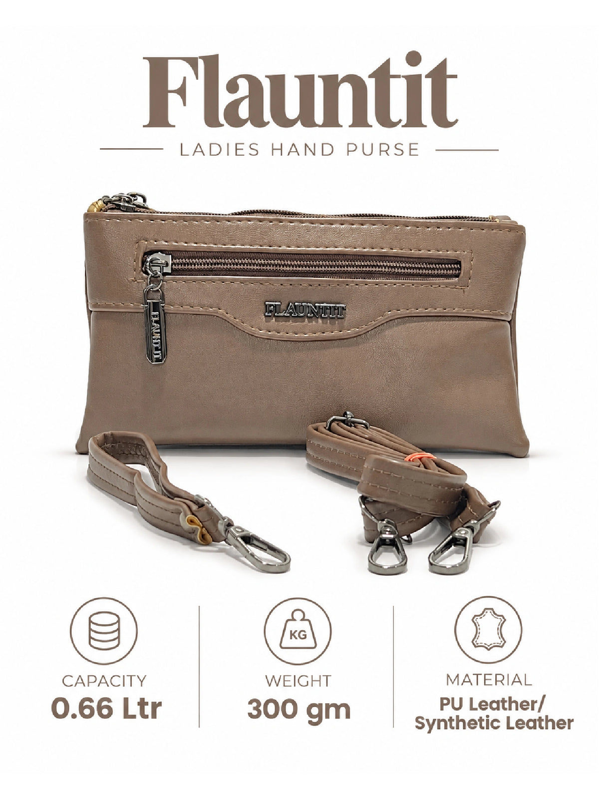 Flauntit Ladies Hand Purse - Brown Sling Bag