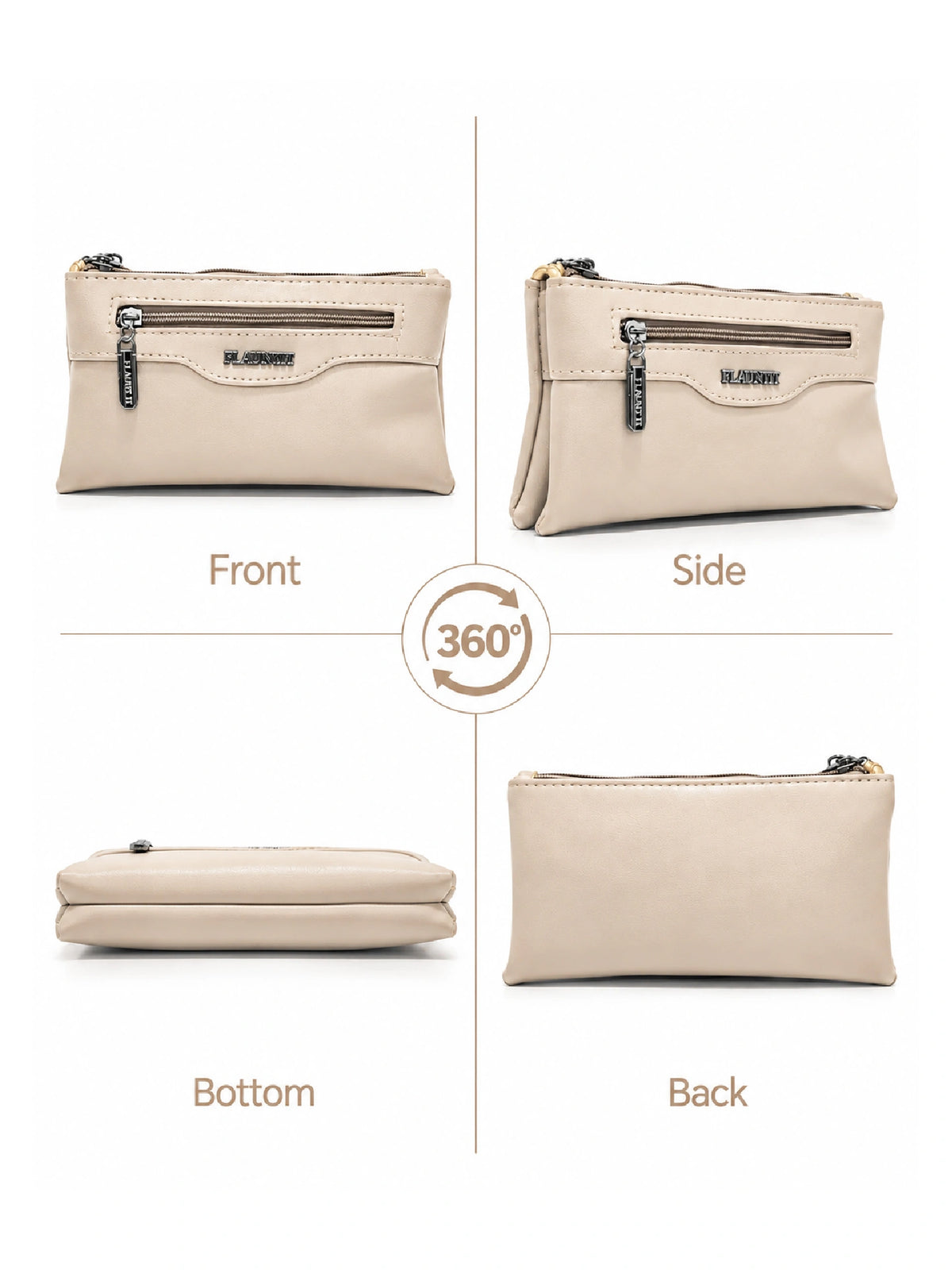 Flauntit Ladies Hand Purse - Light Beige Sling Bag