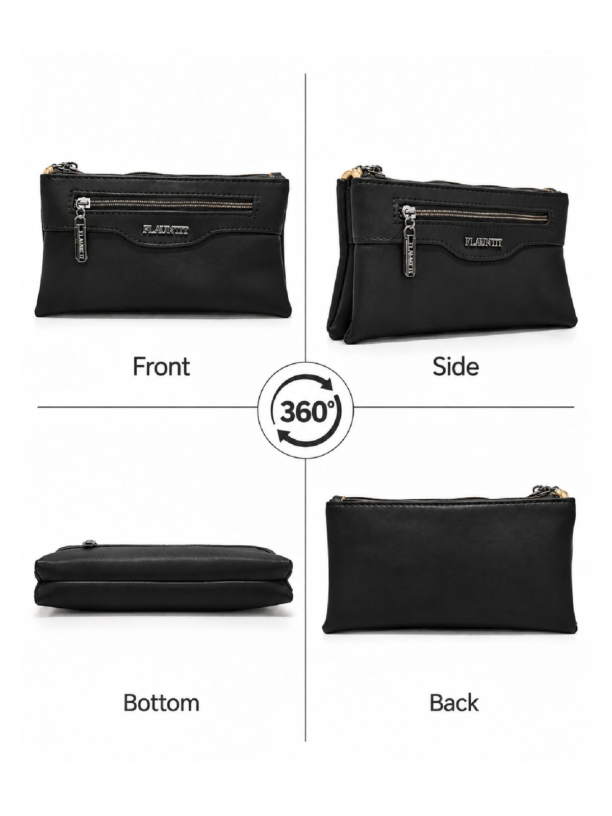 Flauntit Ladies Hand Purse - Black Sling Bag