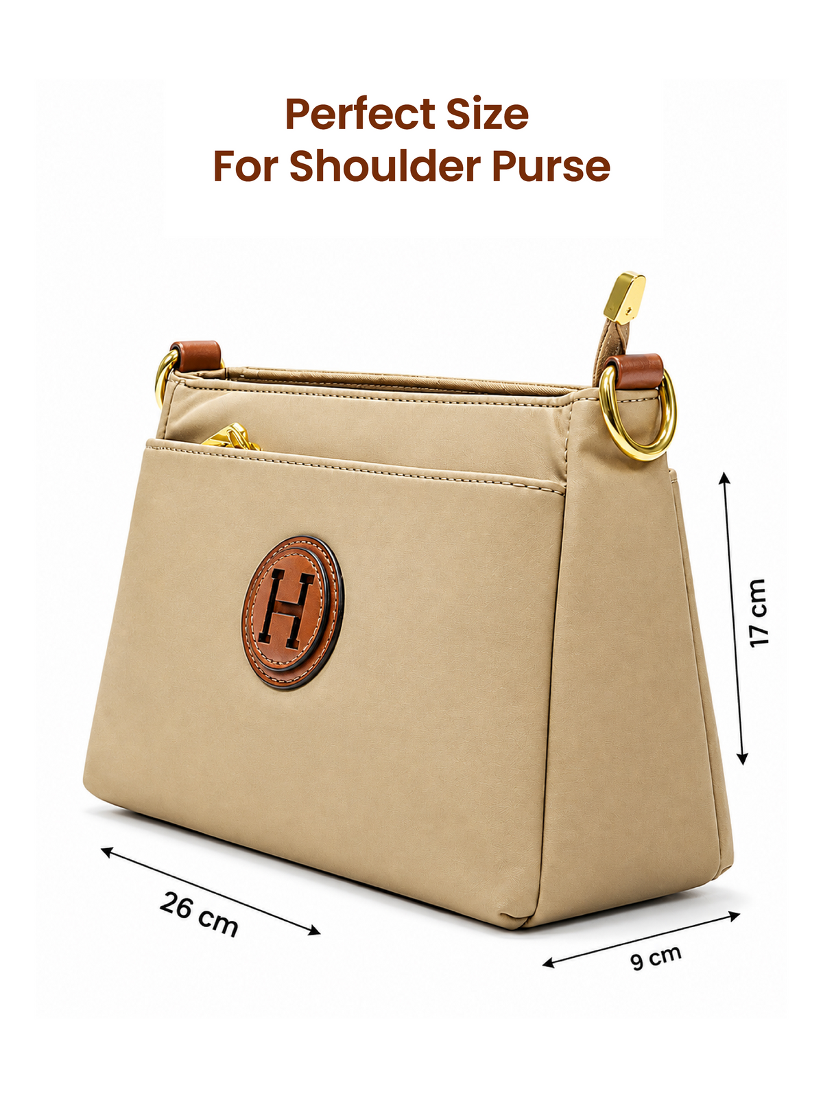 Ladies Nylon Sling Shoulder Bag - Beige