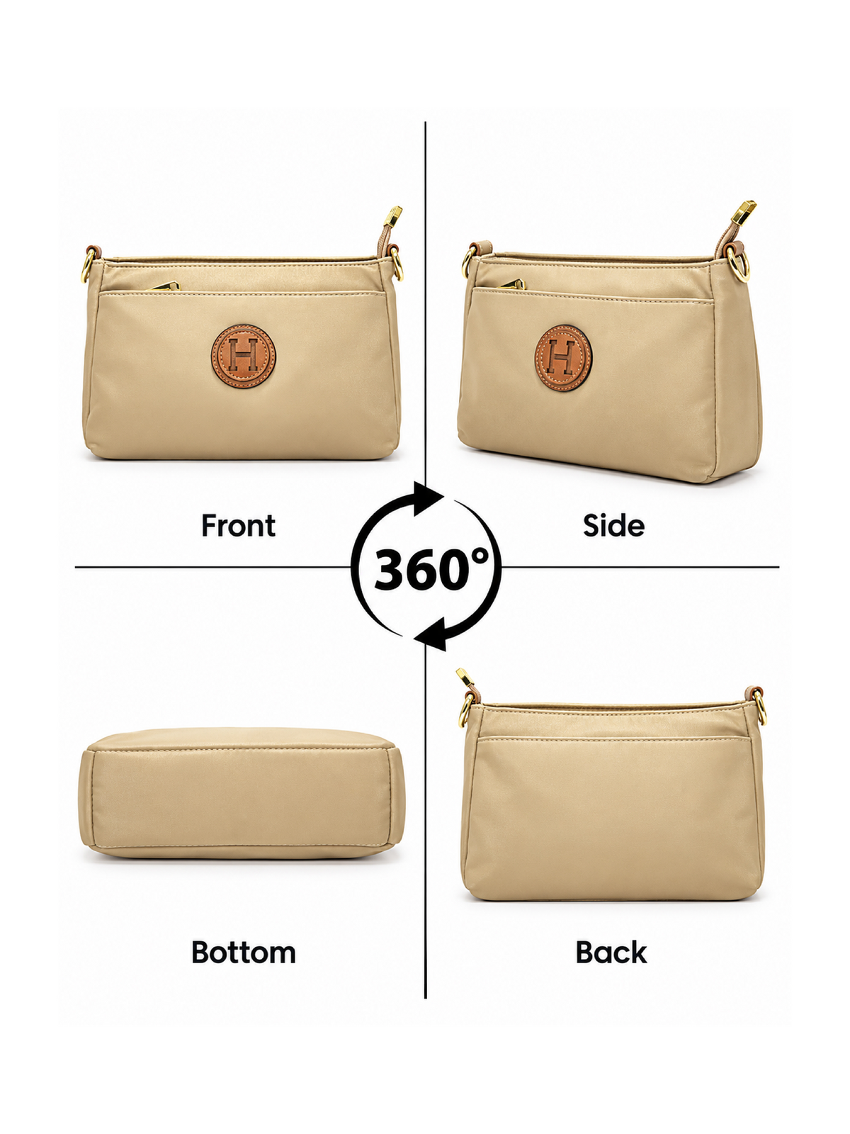 Ladies Nylon Sling Shoulder Bag - Beige