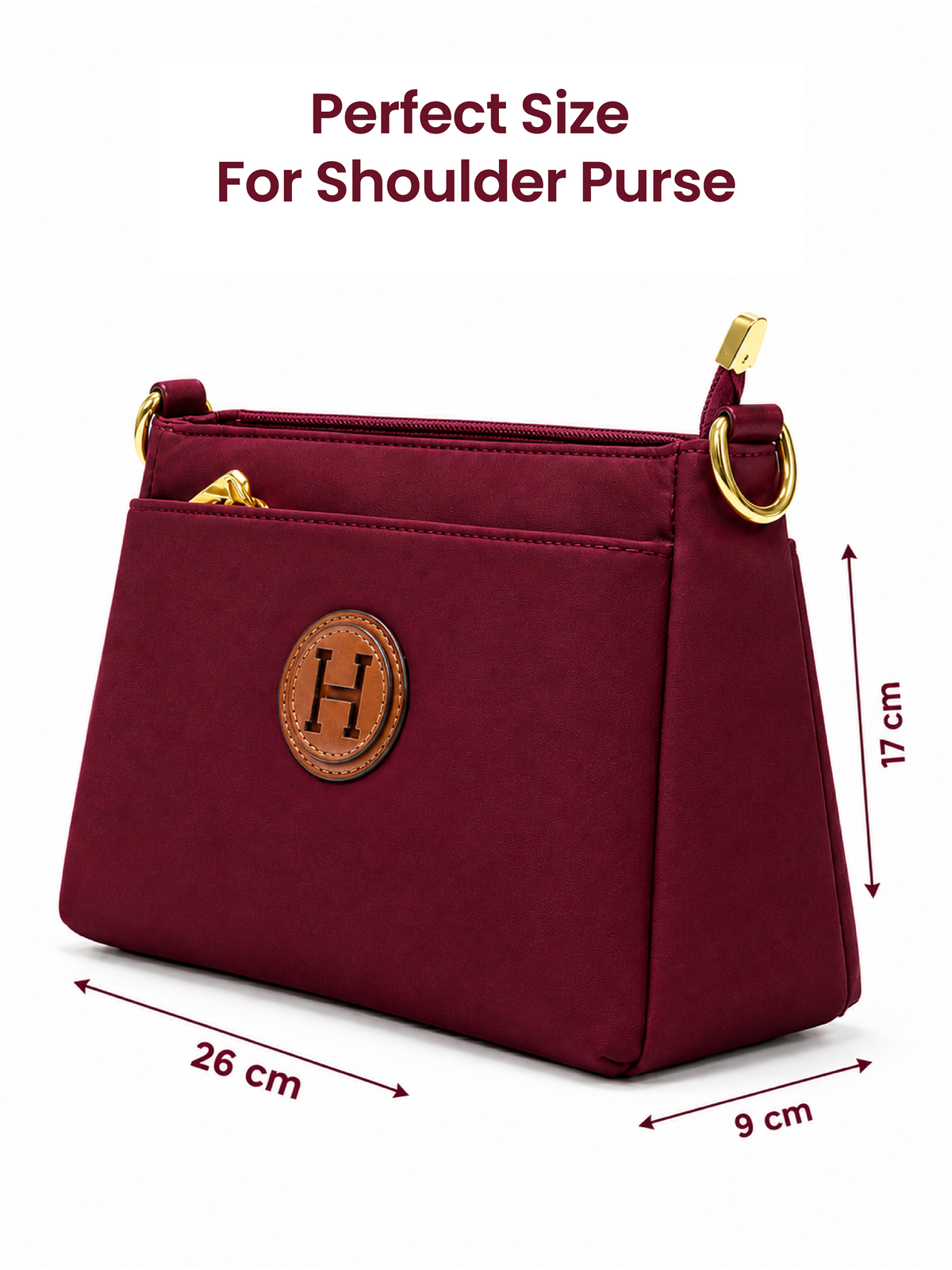 Ladies Nylon Sling Shoulder Bag - Burgundy