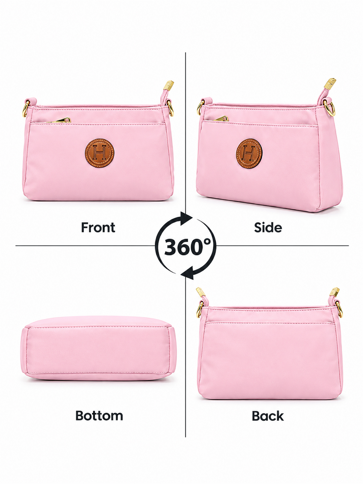 Ladies Nylon Sling Shoulder Bag - Pink