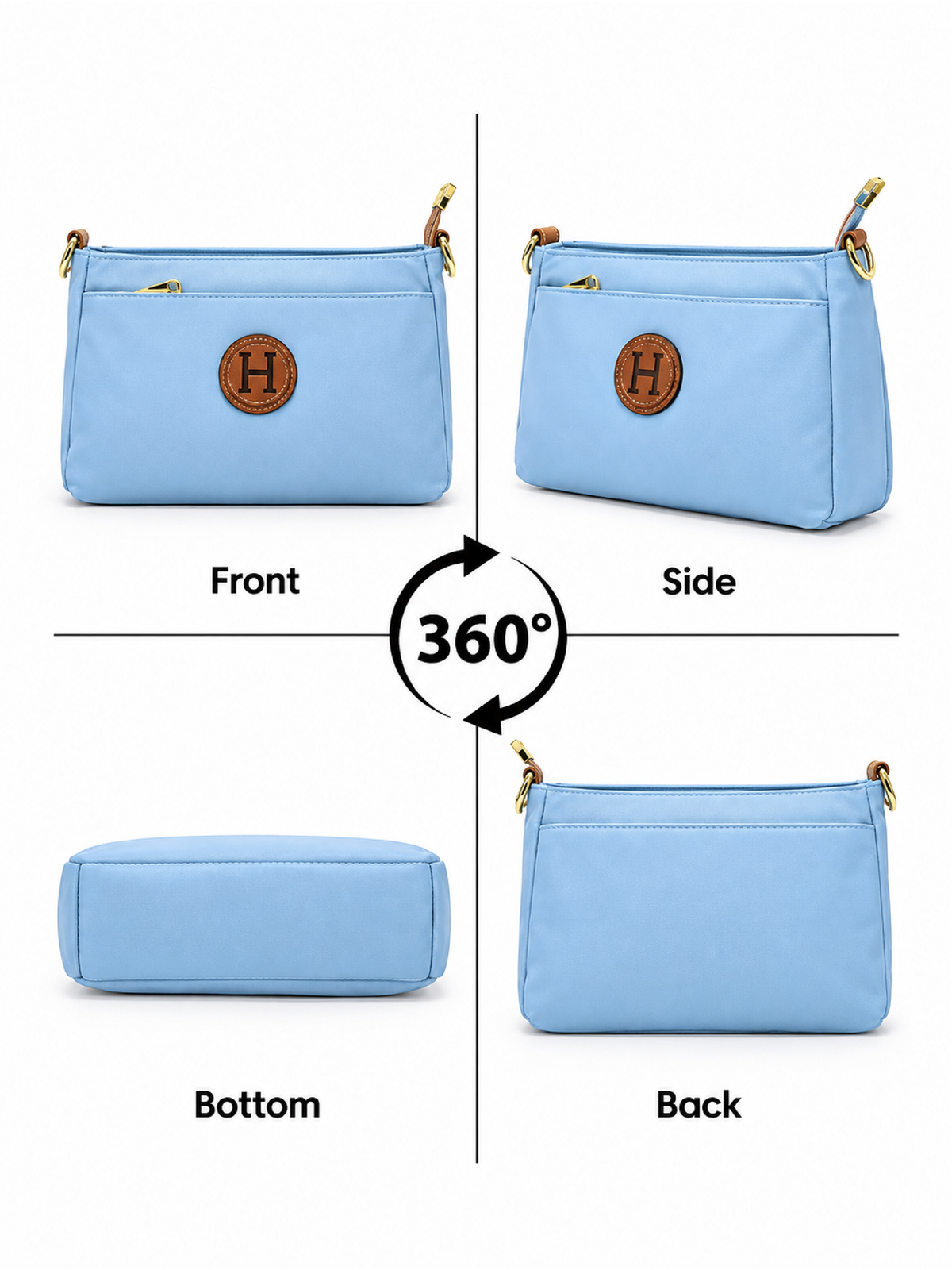 Ladies Nylon Sling Shoulder Bag - Light Blue