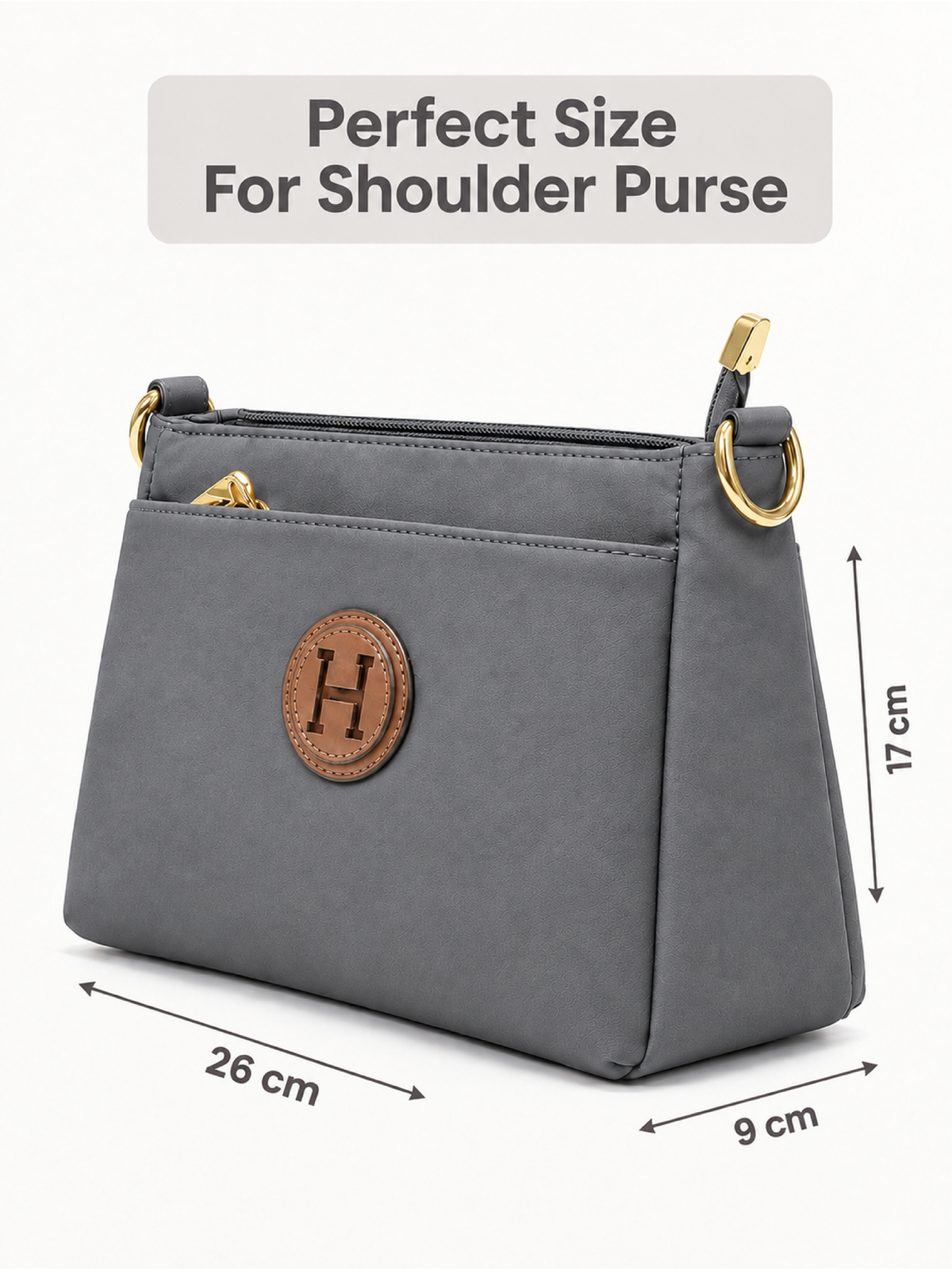 Ladies Nylon Sling Shoulder Bag - Dark Grey