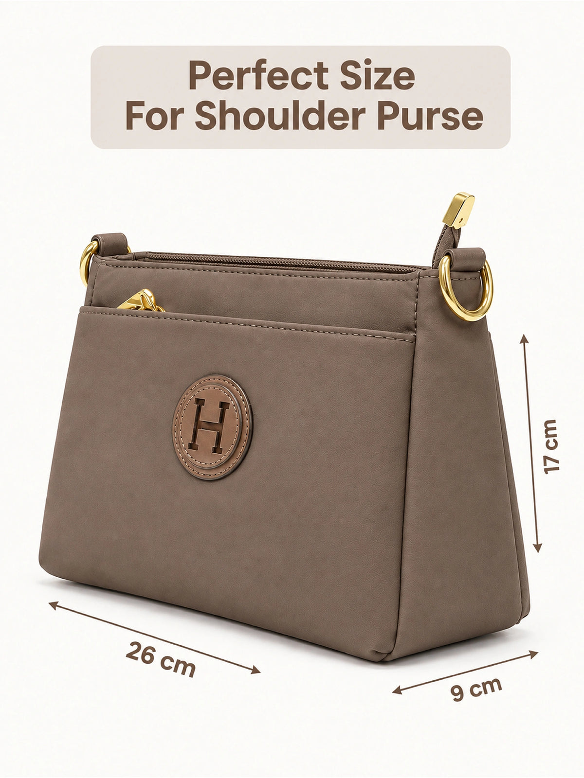 Ladies Nylon Sling Shoulder Bag - Taupe