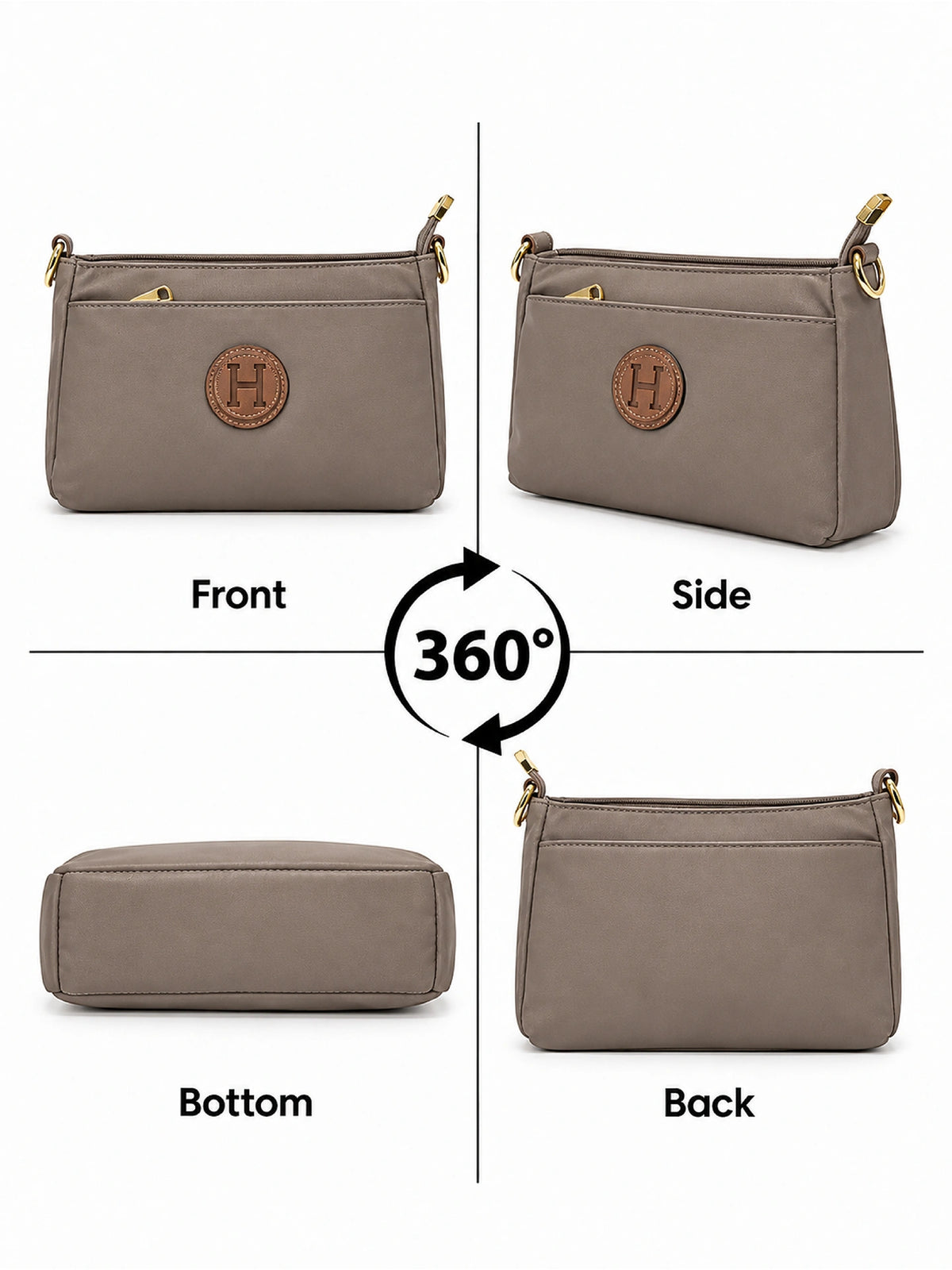 Ladies Nylon Sling Shoulder Bag - Taupe
