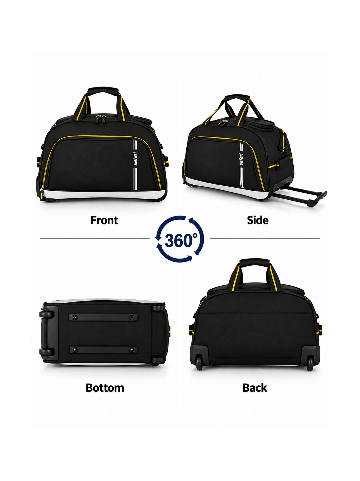 SAFARI 105L Strolley Duffel Bag - Black