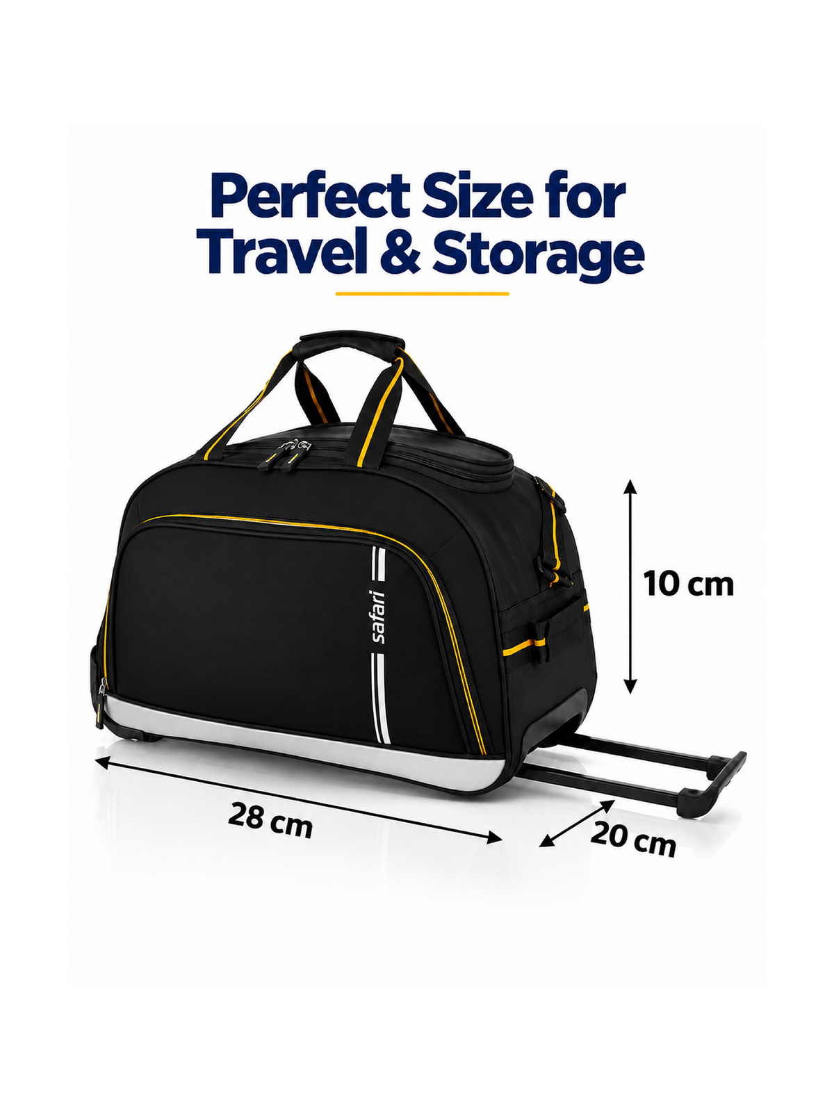 SAFARI 105L Strolley Duffel Bag - Black