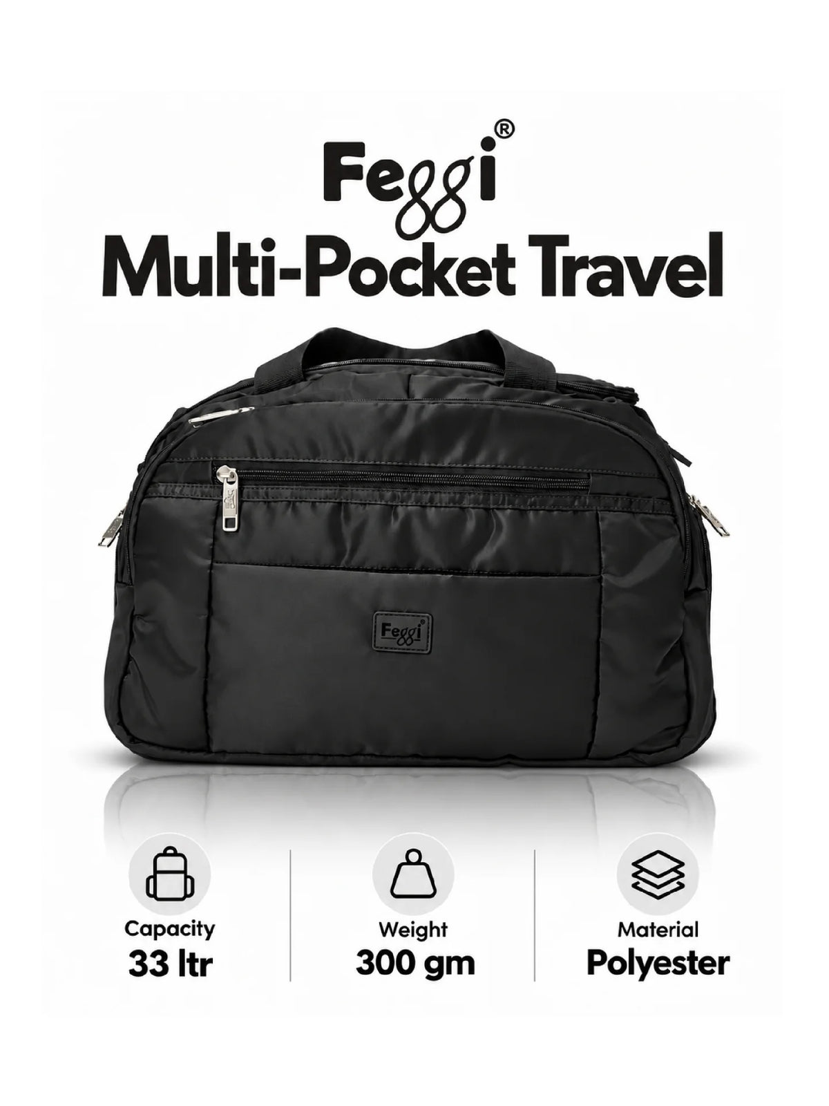 Feegi Multi-Pocket Travel Business Bag – Black