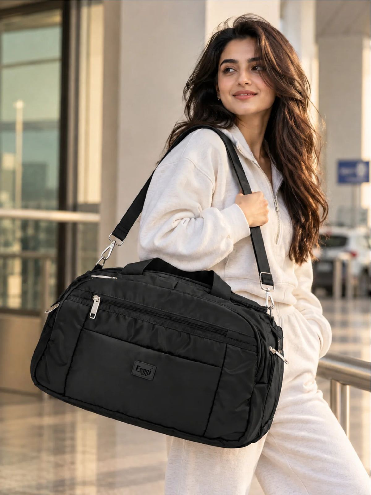 Feegi Multi-Pocket Travel Business Bag – Black