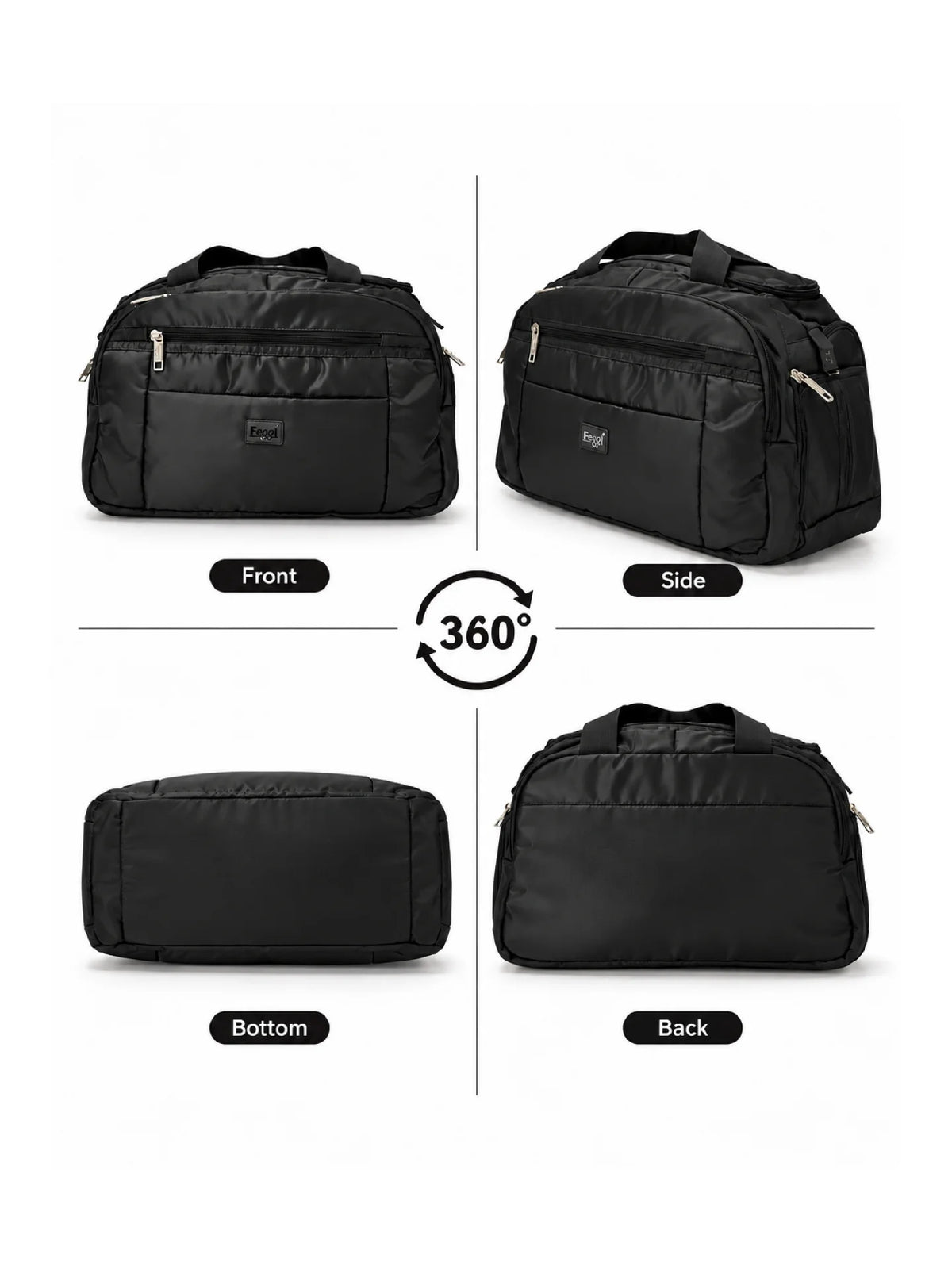 Feegi Multi-Pocket Travel Business Bag – Black