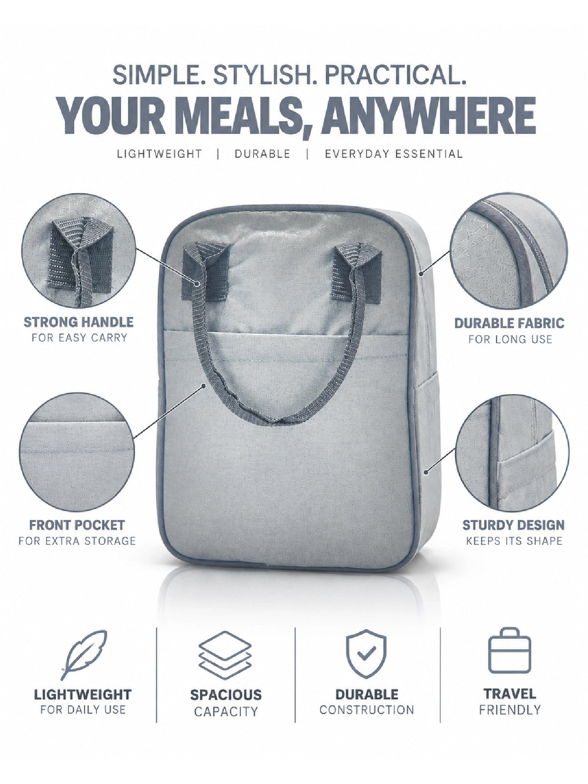 Men's Tiffin Bag Cover - Grey Lunch Bag