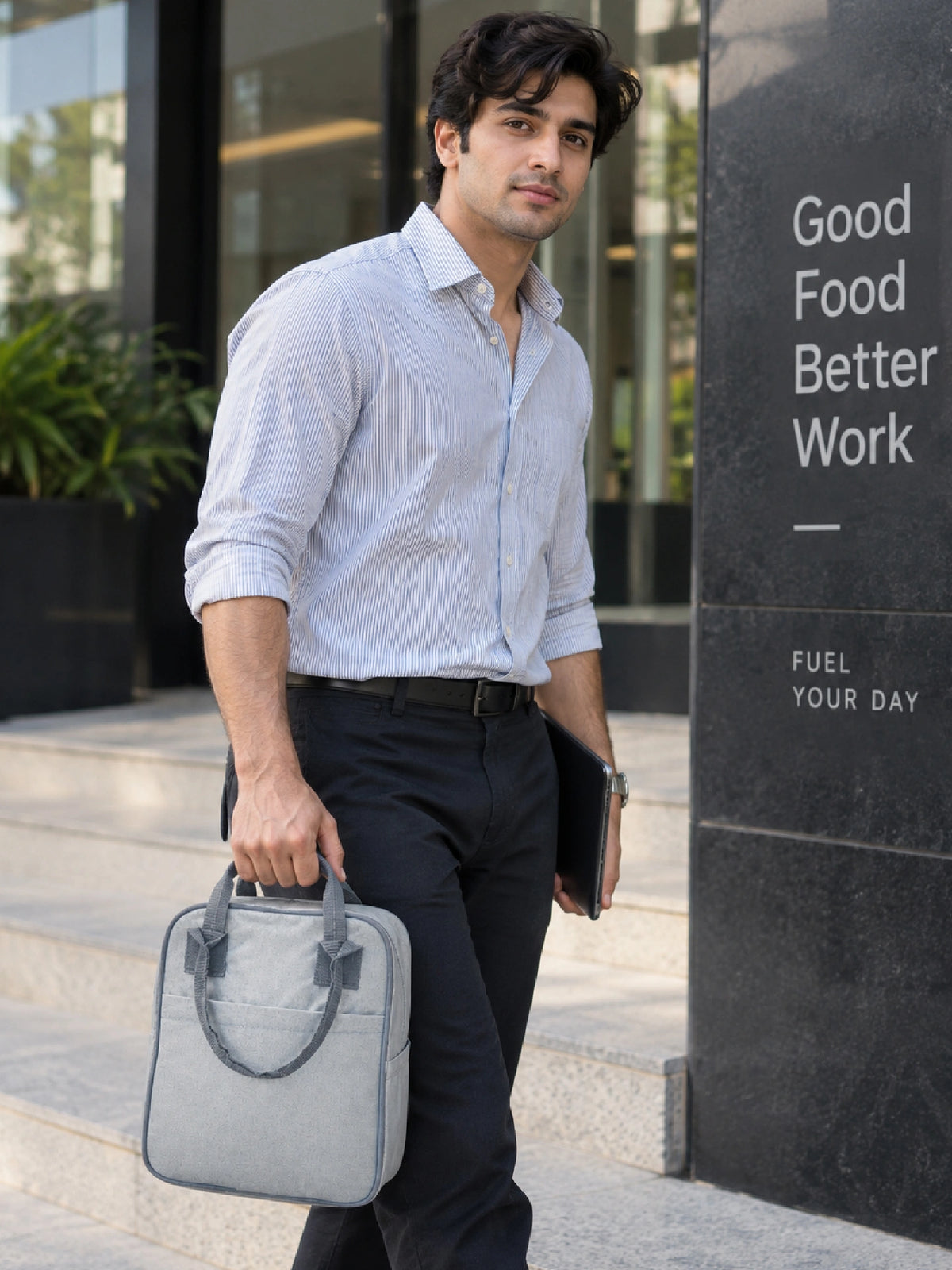 Men's Tiffin Bag Cover - Grey Lunch Bag