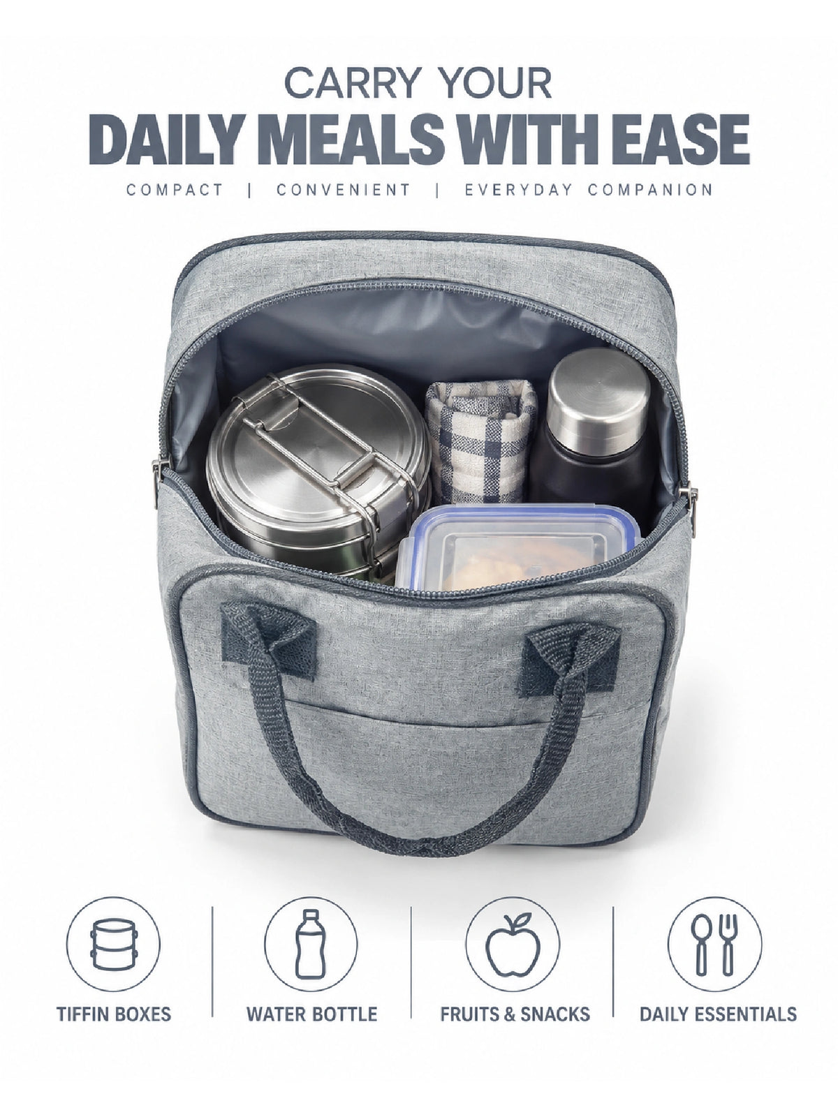 Men's Tiffin Bag Cover - Grey Lunch Bag