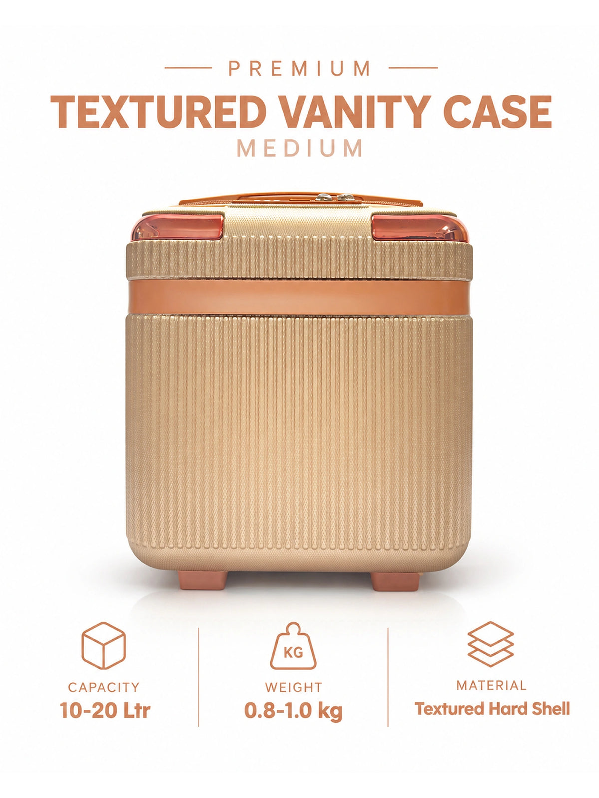 Peach Brown Premium Textured Vanity Case - Medium