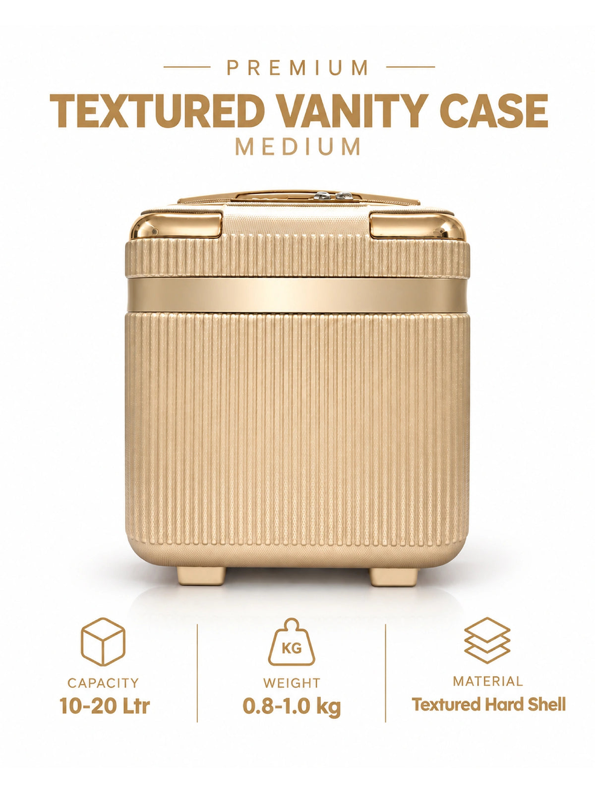 Champagne Gold Premium Textured Vanity Case - Medium