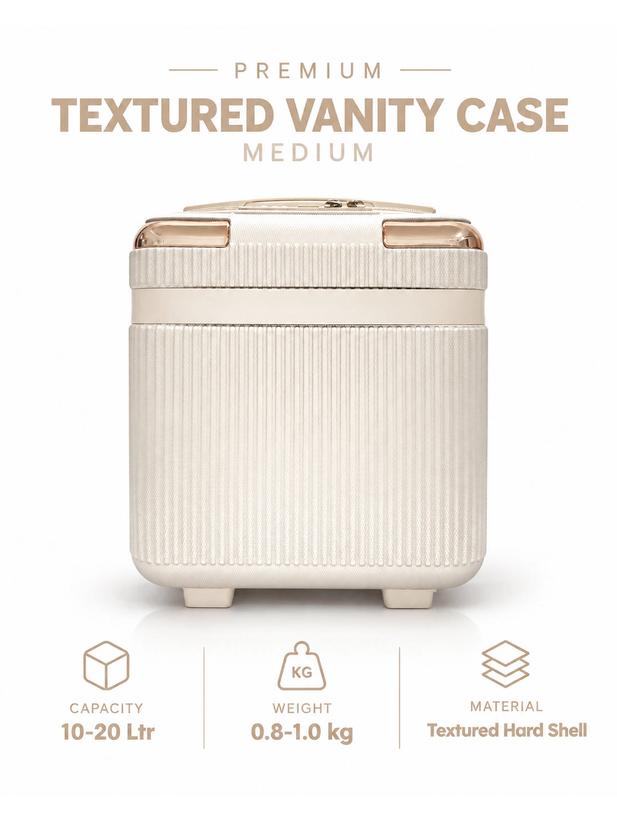Cream White Premium Textured Vanity Case - Medium
