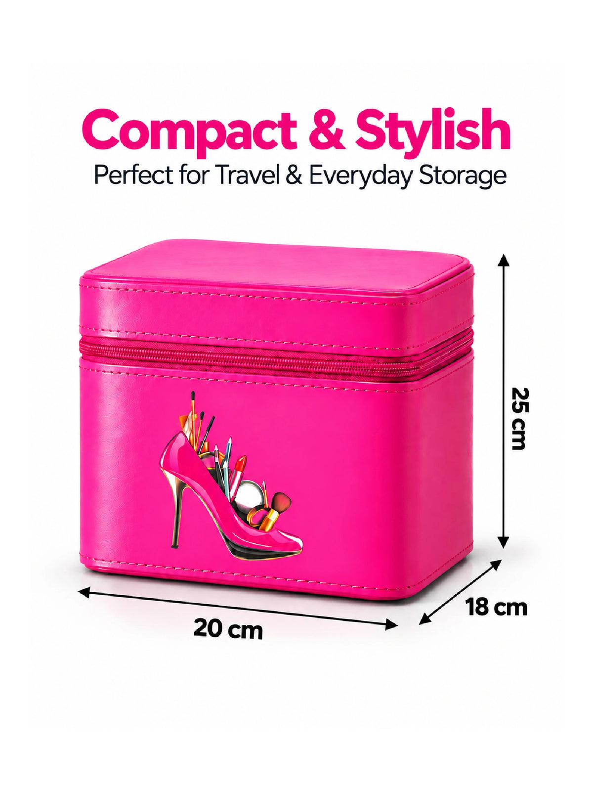 Premium 3-Piece Vanity Case Set – Hot Pink Makeup Organizer