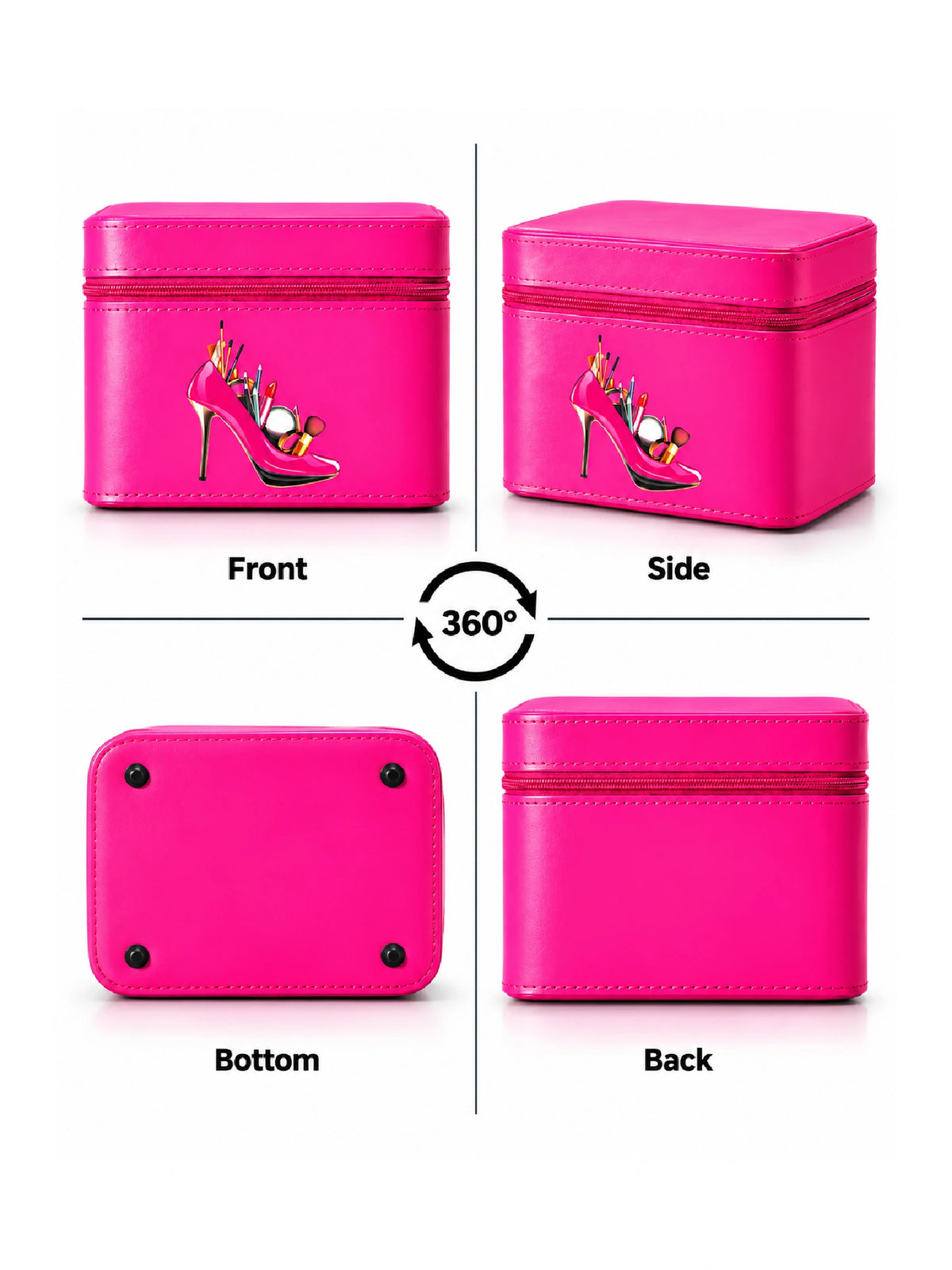 Premium 3-Piece Vanity Case Set – Hot Pink Makeup Organizer